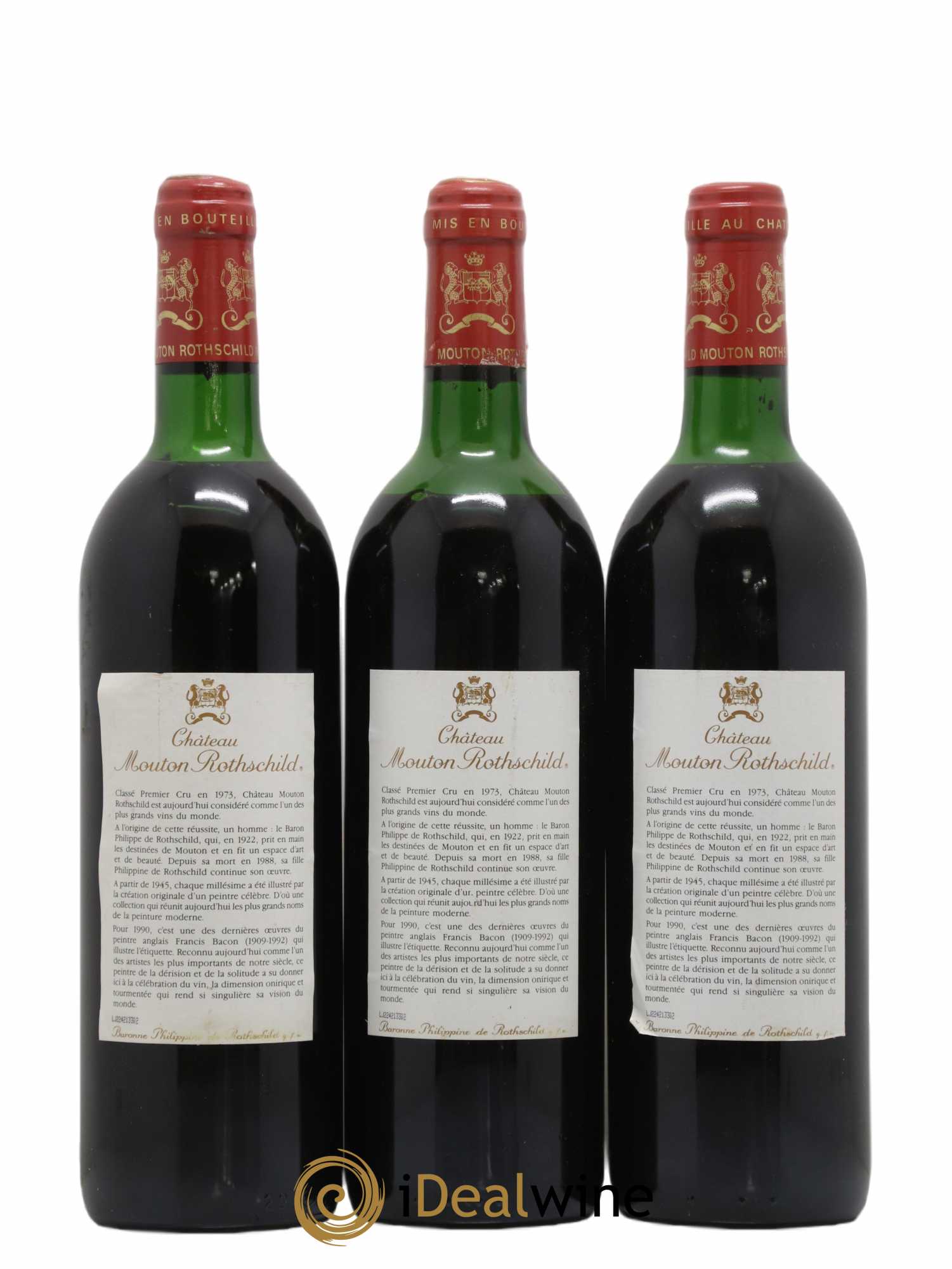 Château Mouton Rothschild 1er Grand Cru Classé 1990 - Lot de 3 bouteilles - 1