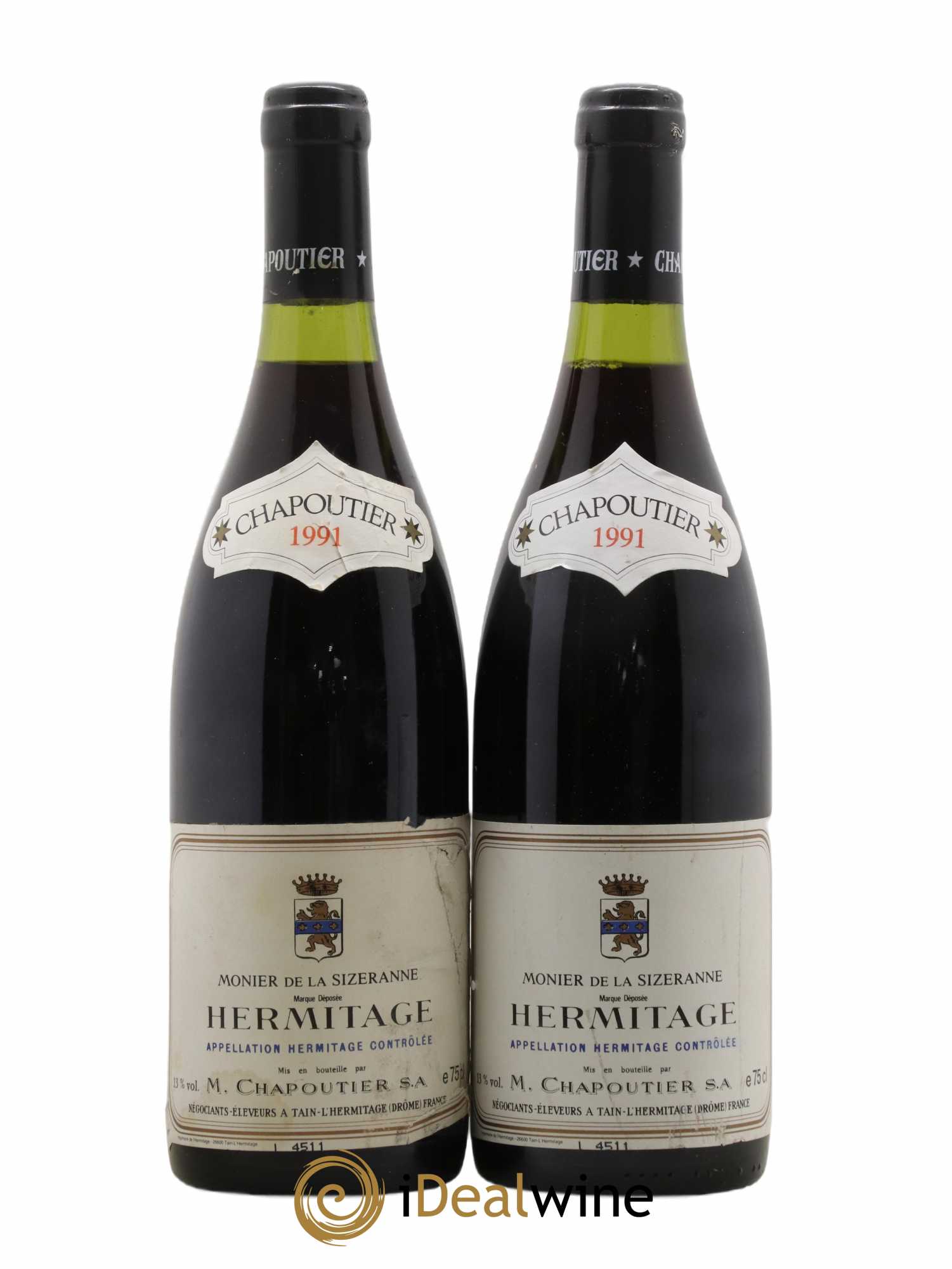Hermitage Monier de La Sizeranne Chapoutier 1991 - Lot de 2 bouteilles - 0