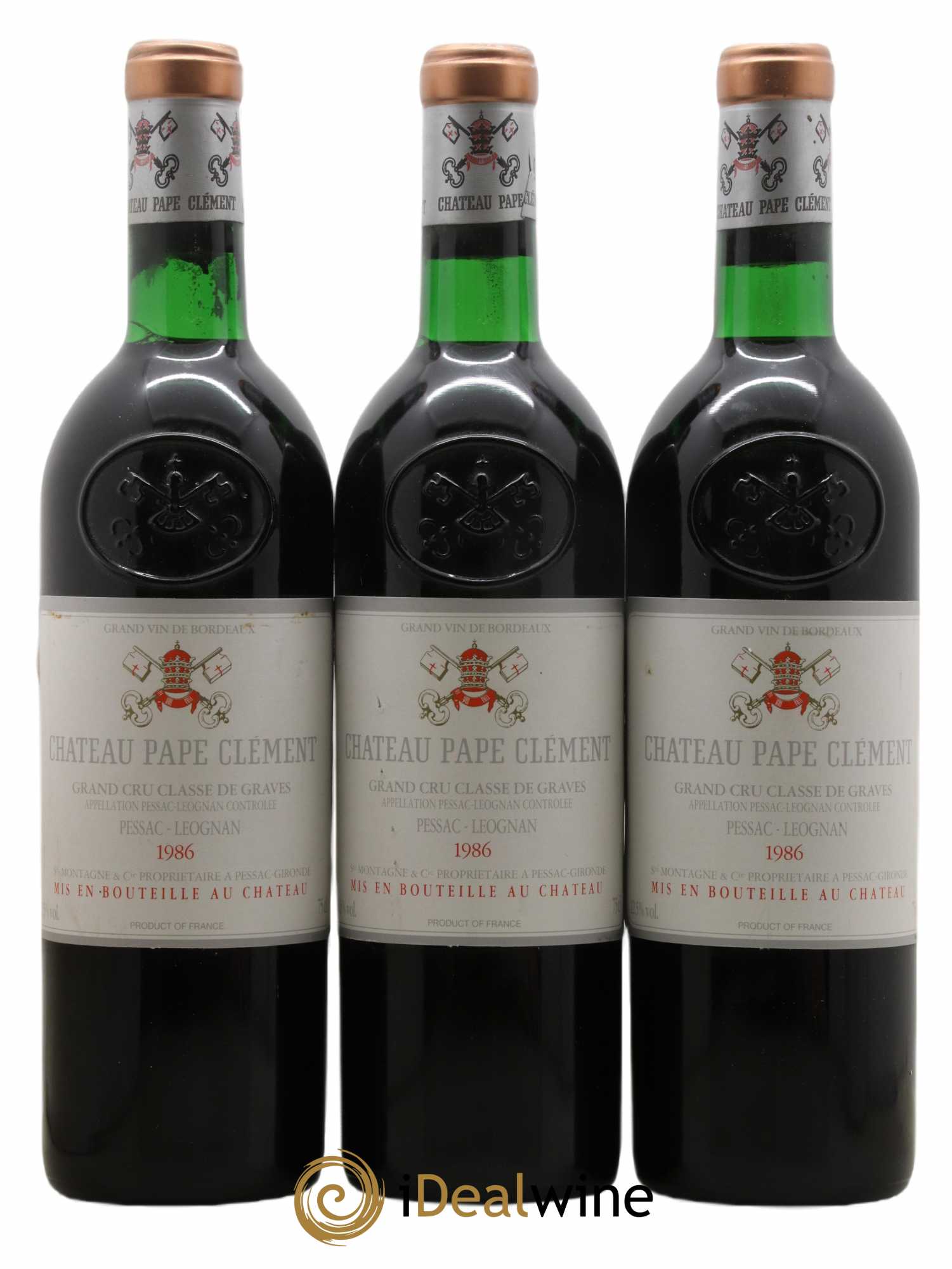 Château Pape Clément Cru Classé de Graves 1986 - Lot de 3 bouteilles - 0