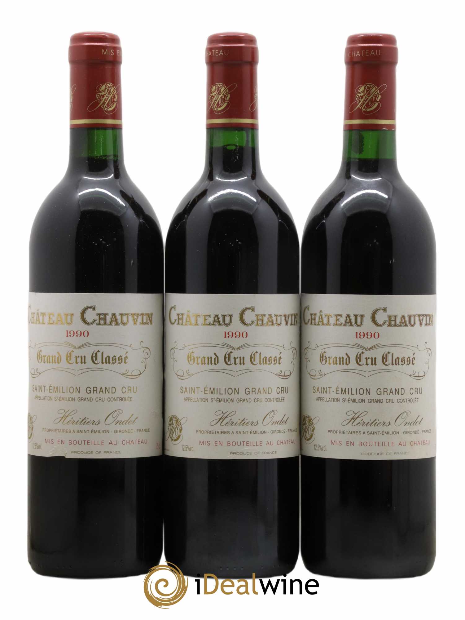 Château Chauvin Grand Cru Classé 1990 - Lot de 3 bouteilles - 0