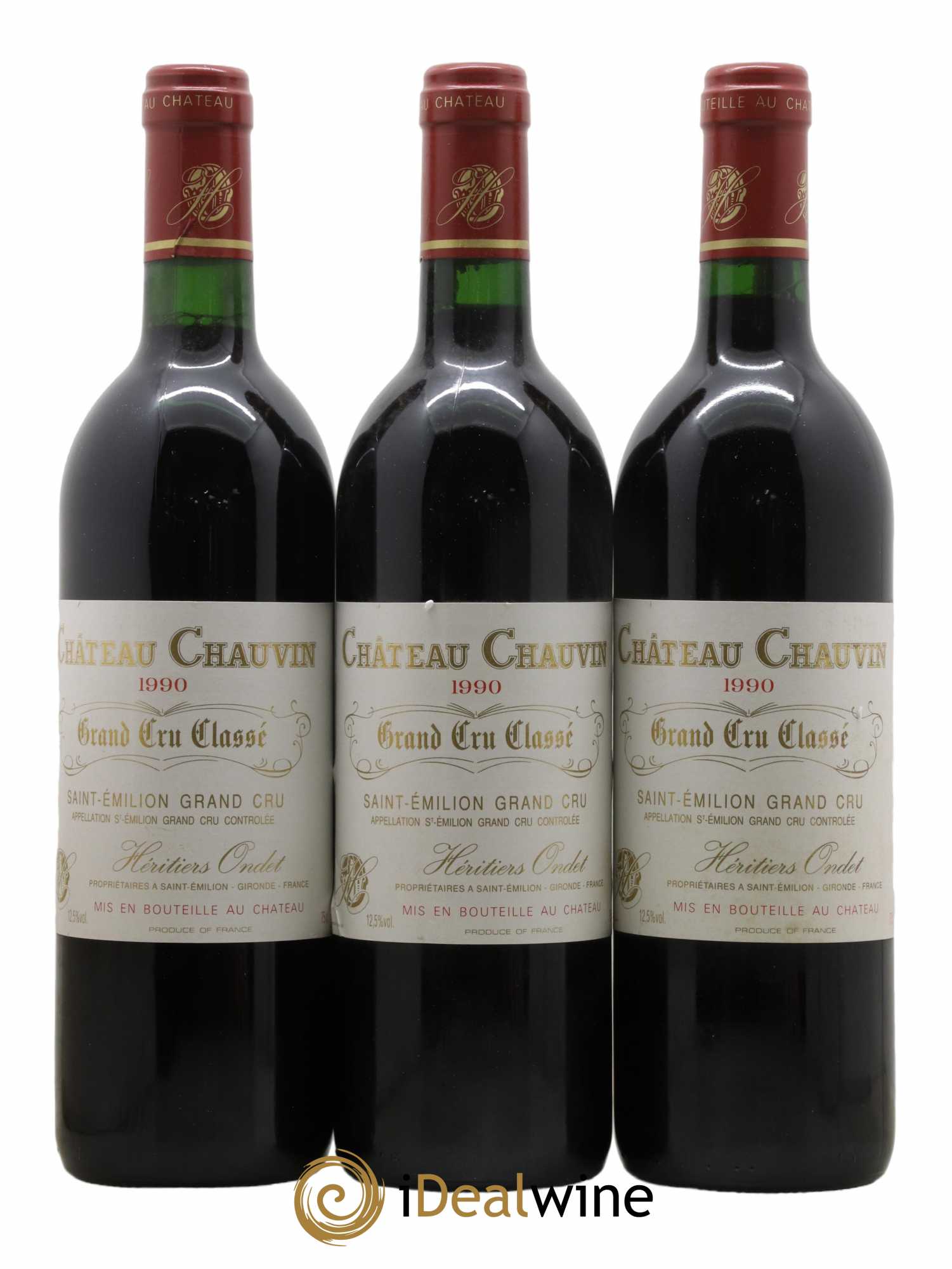 Château Chauvin Grand Cru Classé 1990 - Lot of 3 bottles - 0