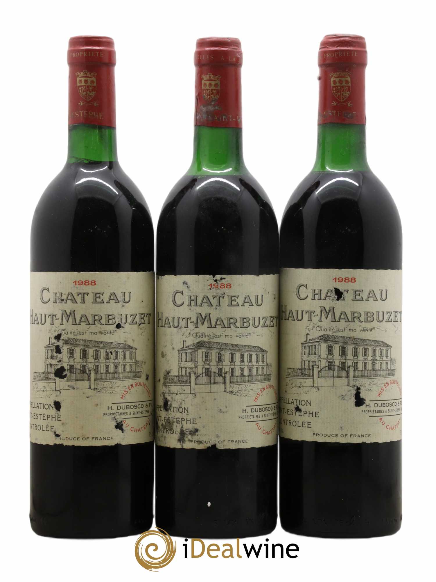 Château Haut Marbuzet 1988 - Lot de 3 bouteilles - 0