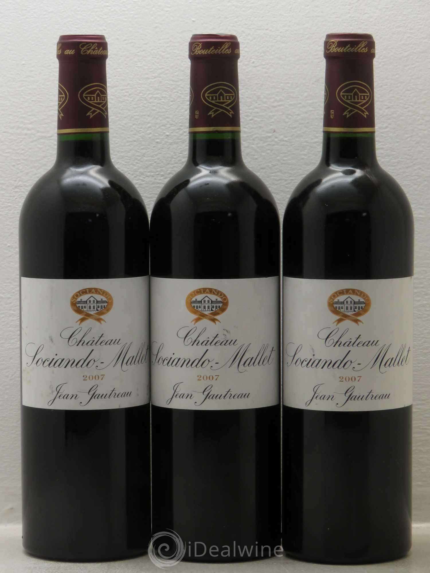 Château Sociando Mallet 2007 - Lot de 3 bouteilles - 0