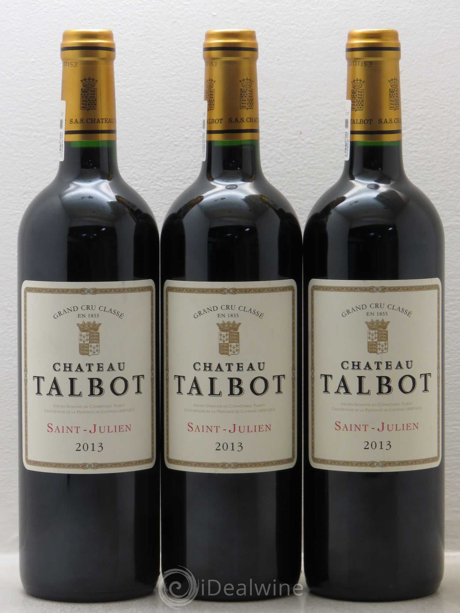 Château Talbot 4ème Grand Cru Classé 2013 - Lot de 3 bouteilles - 0