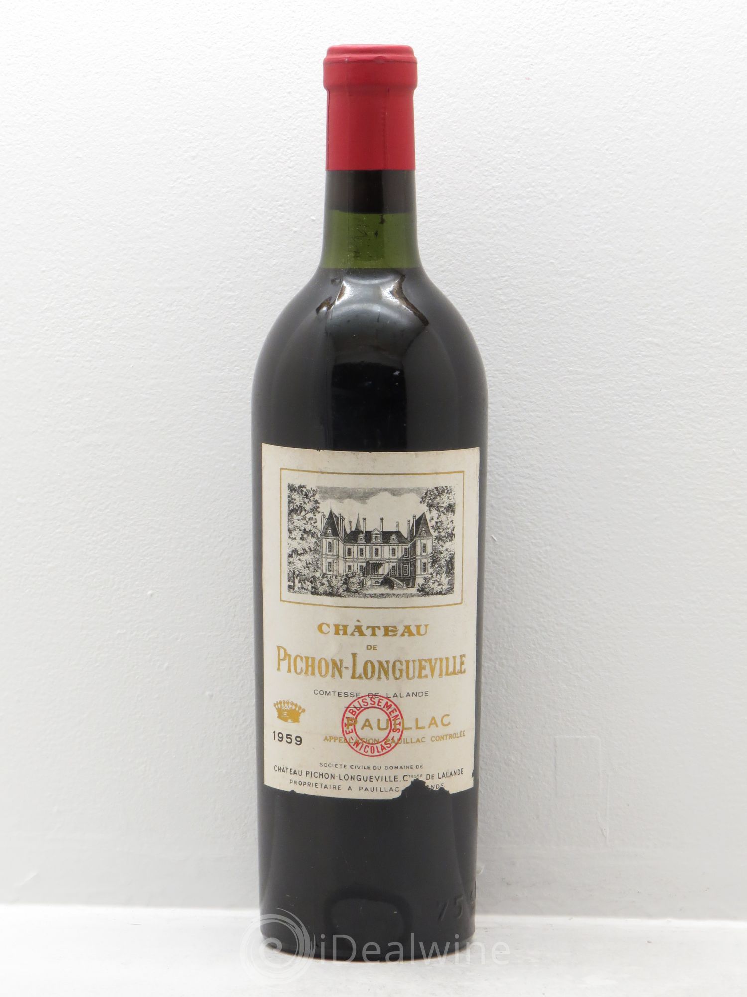 Château Pichon Longueville Comtesse de Lalande 2ème Grand Cru Classé Mise Négoce 1959 - Lot de 1 bouteille - 0