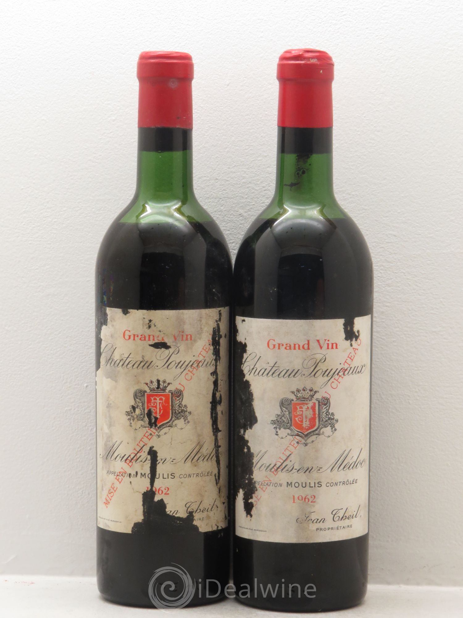 Château Poujeaux 1962 - Lot de 2 bouteilles - 0