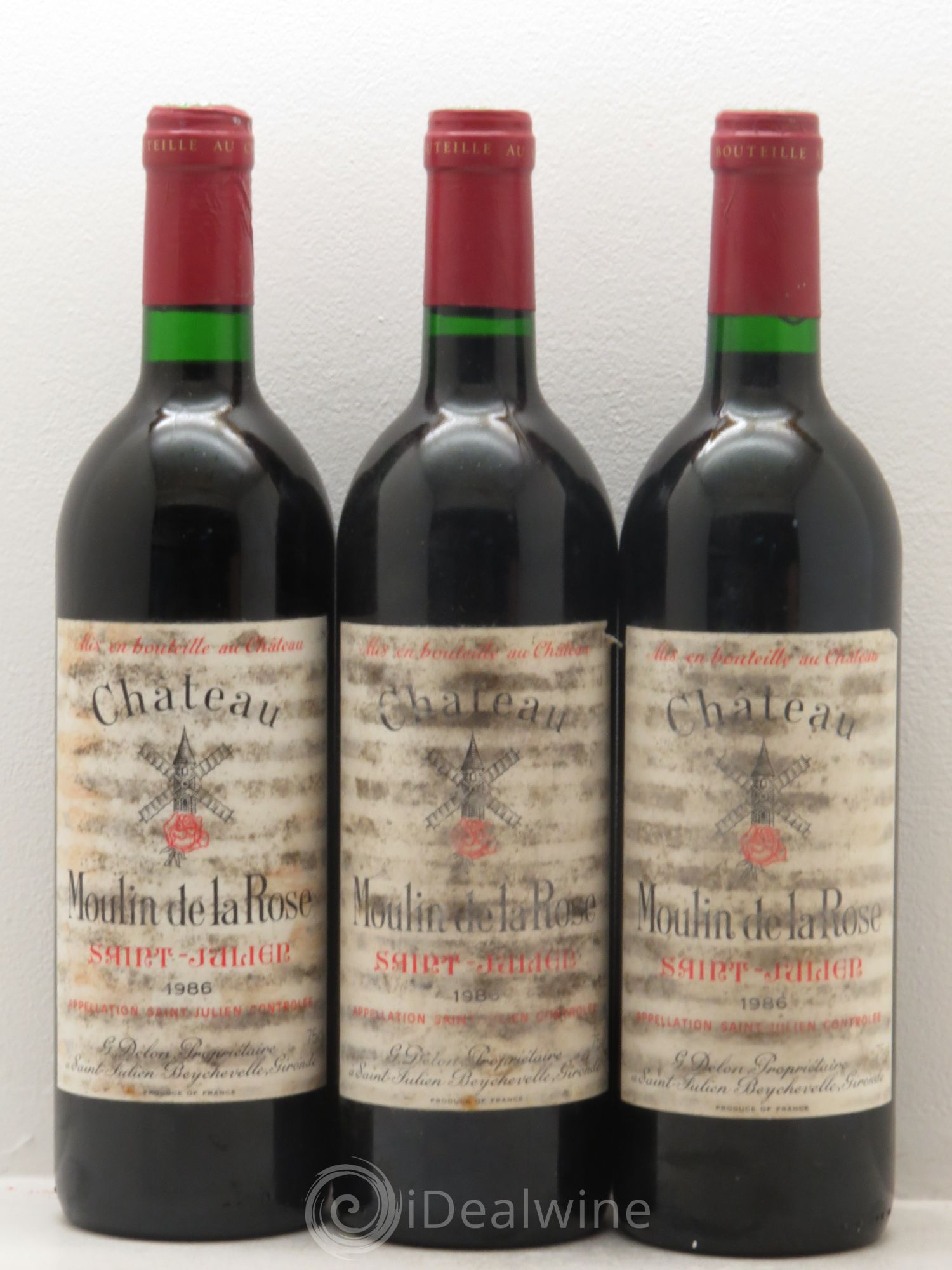 Château Moulin de la Rose Cru Bourgeois 1986 - Lot de 3 bouteilles - 0
