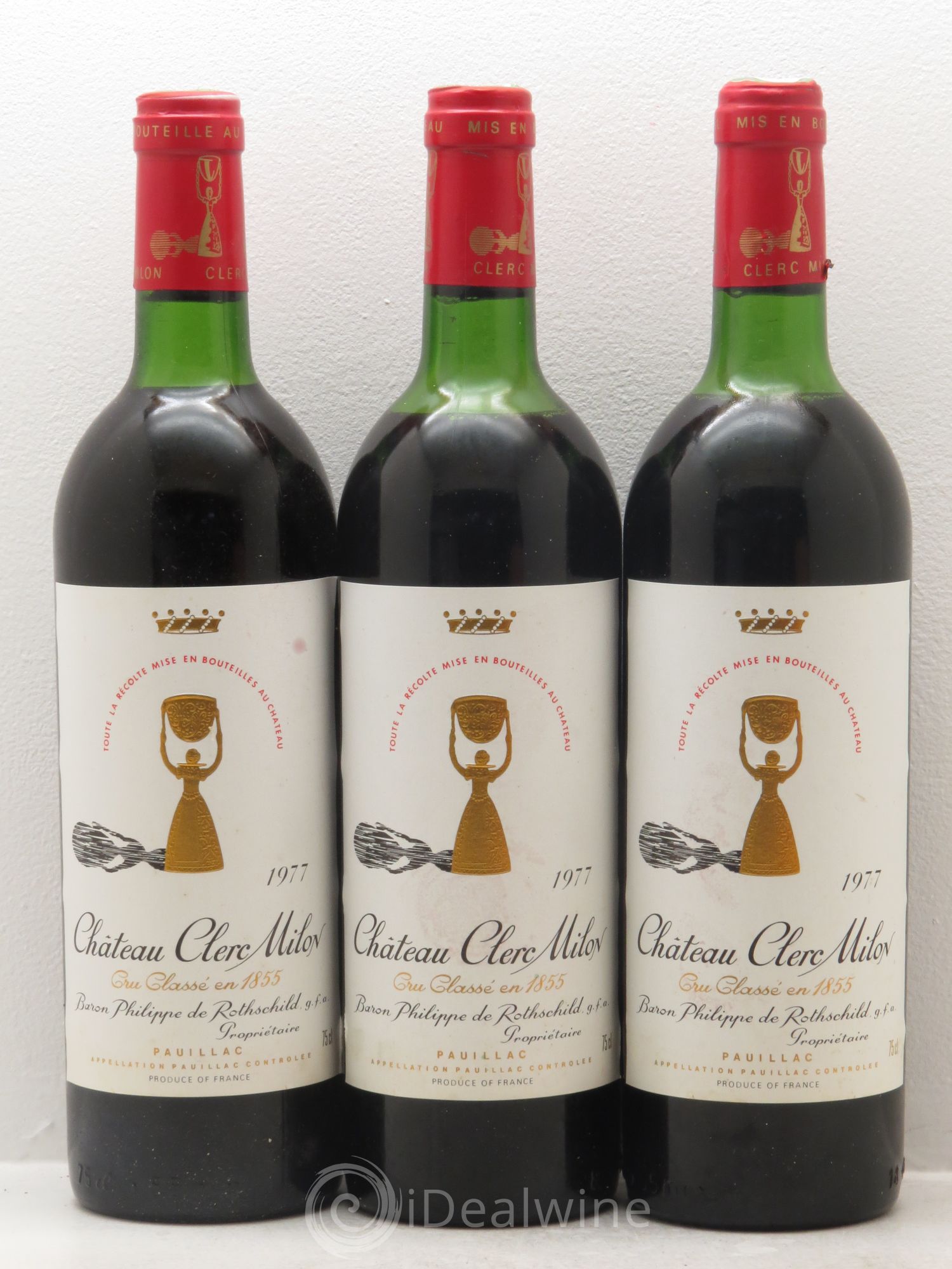 Château Clerc Milon 5ème Grand Cru Classé 1977 - Lot de 3 bouteilles - 0