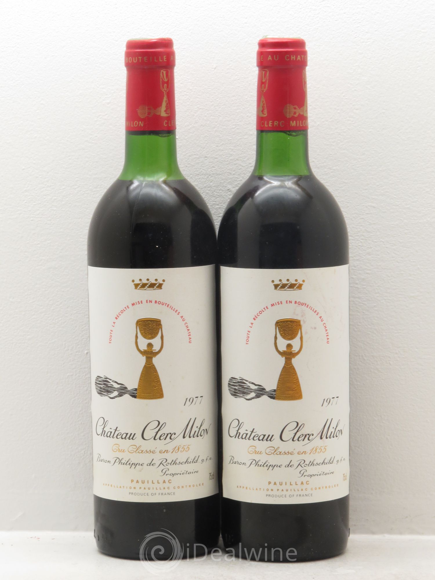 Château Clerc Milon 5ème Grand Cru Classé 1977 - Lot de 2 bouteilles - 0