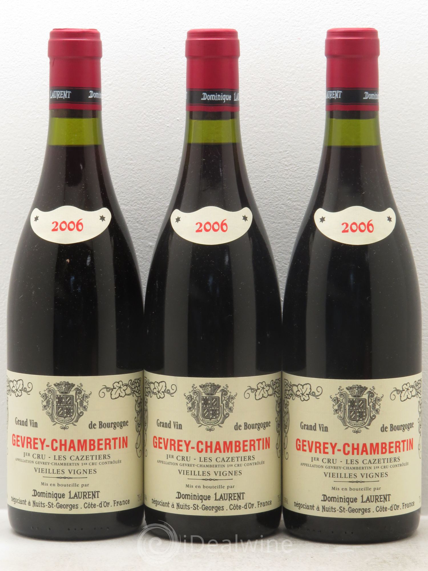 Gevrey-Chambertin 1er Cru Les Cazetiers Vieilles Vignes Dominique Laurent Vieilles Vignes 2006 - Lot de 3 bouteilles - 0