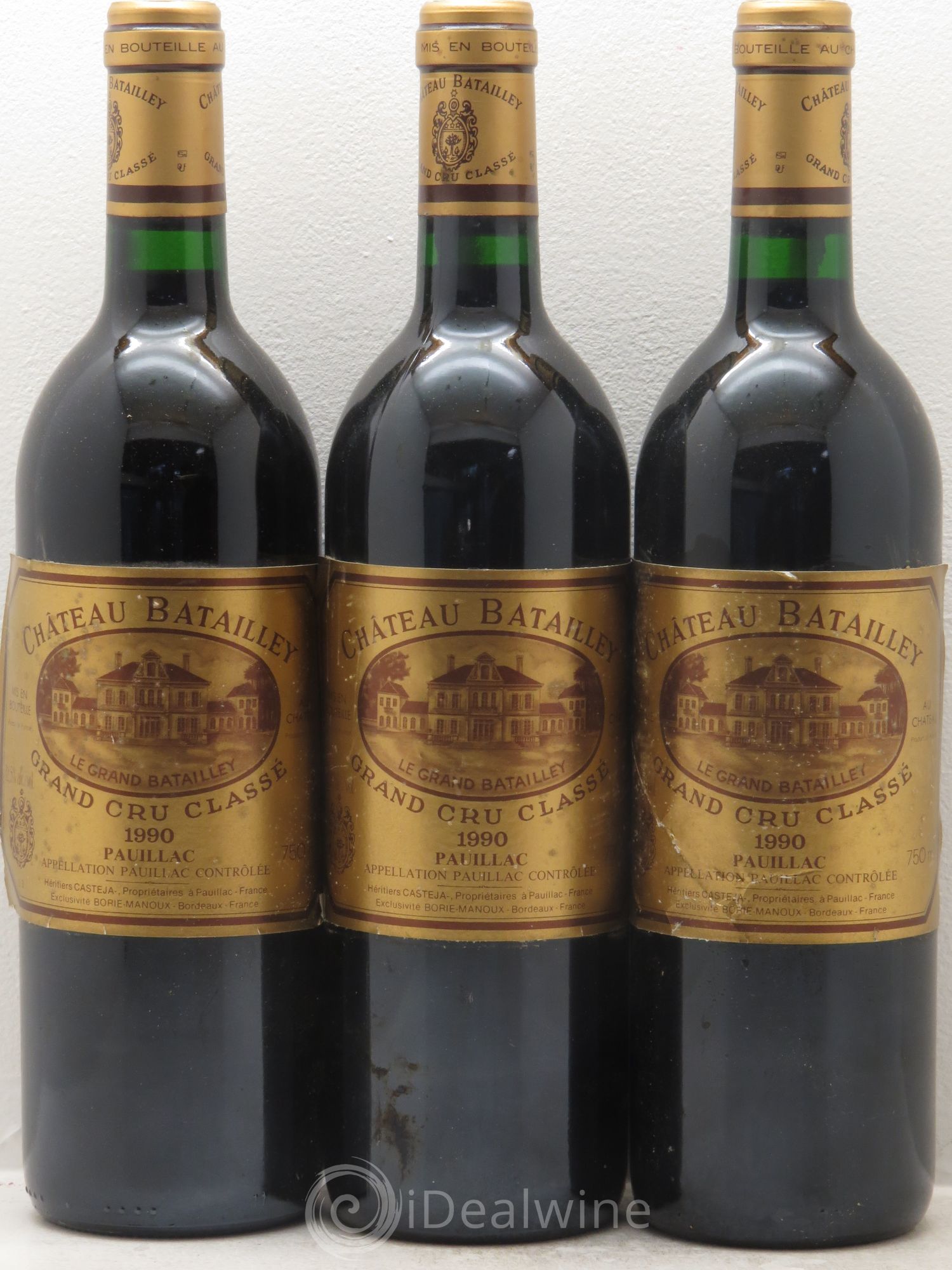 Château Batailley 5ème Grand Cru Classé 1990 - Lot de 3 bouteilles - 0