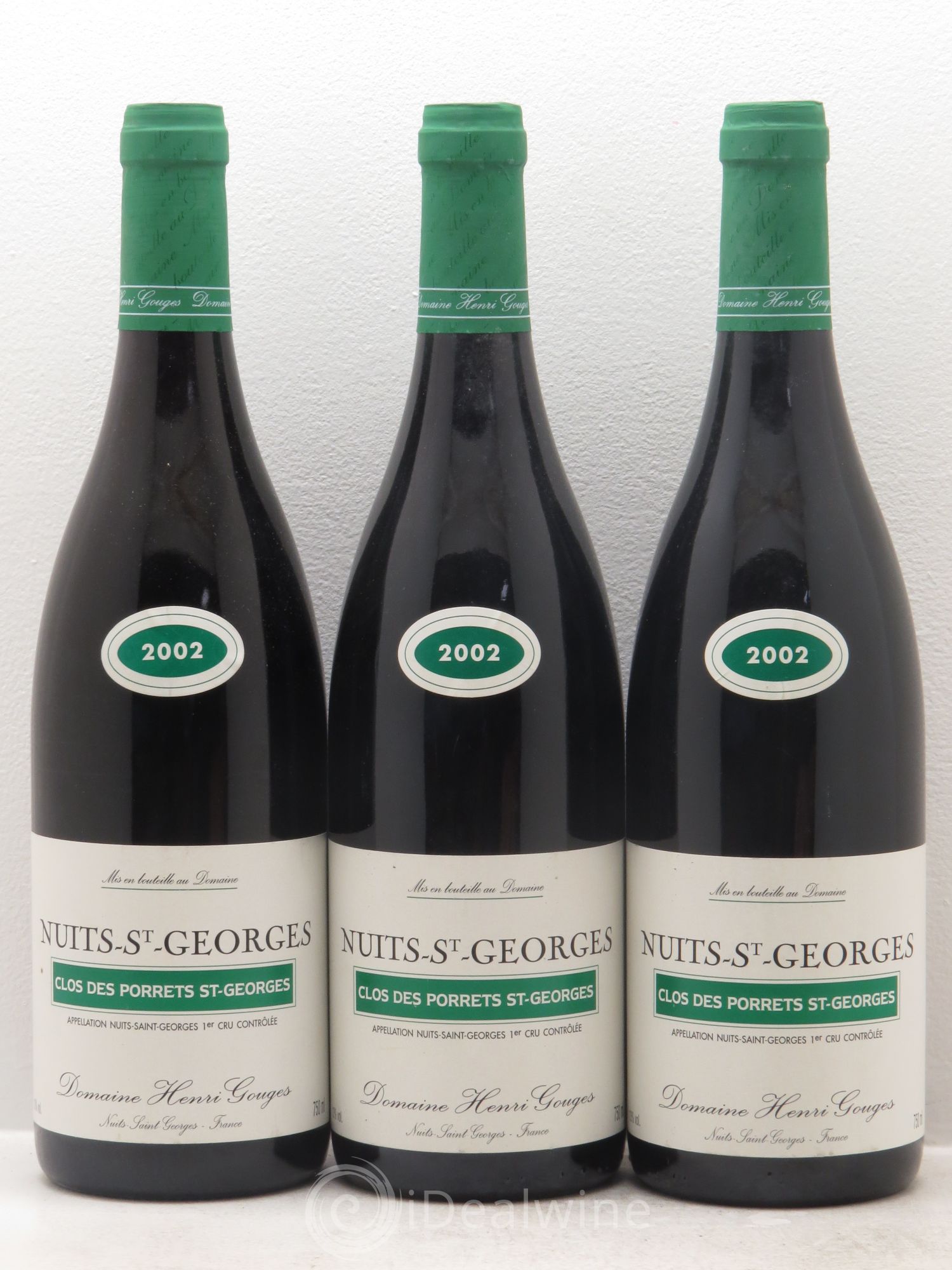 Nuits-Saint-Georges 1er Cru Clos des Porrets St Georges Henri Gouges 2002 - Lot of 3 bottles - 0