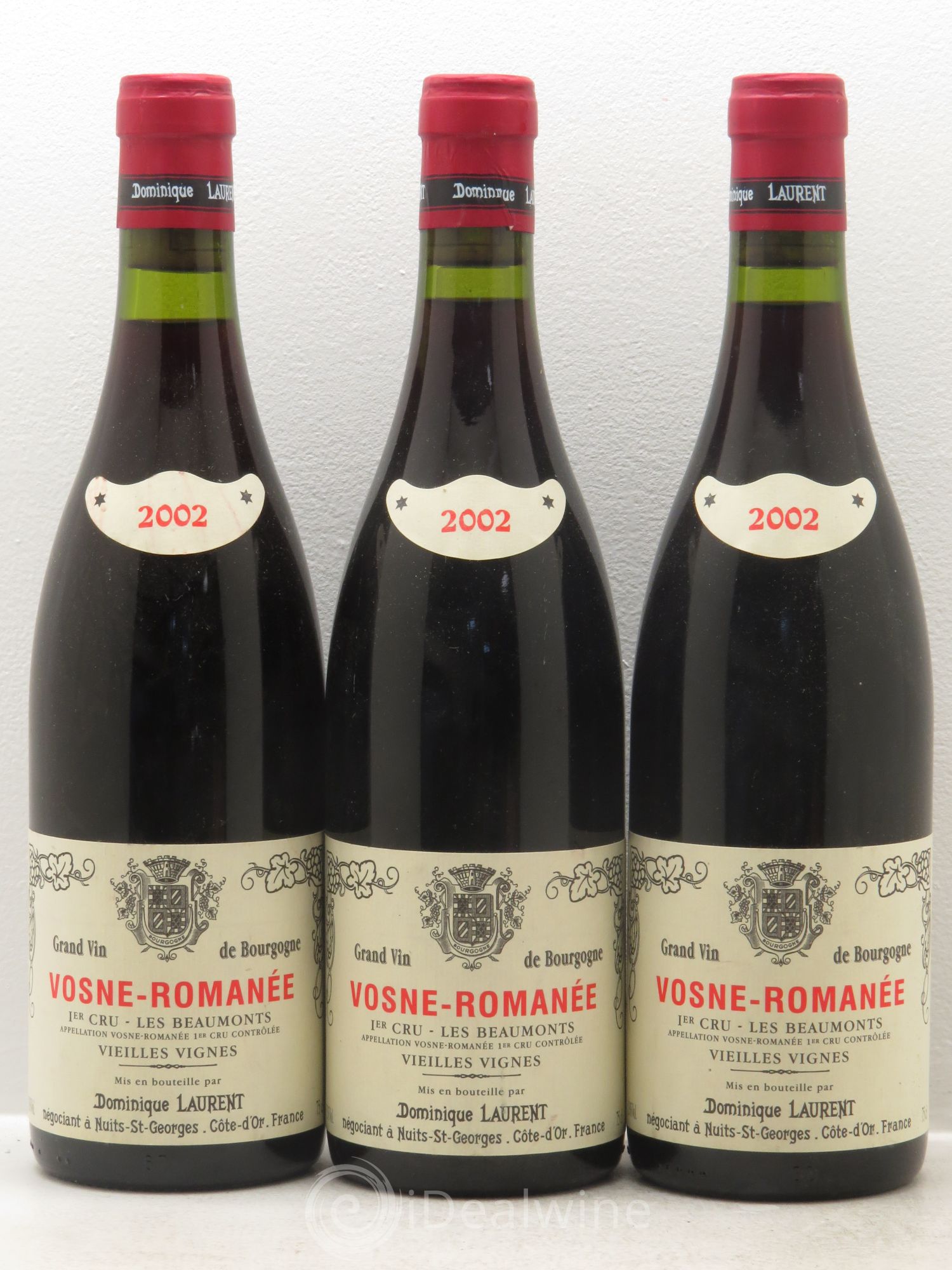 Vosne-Romanée 1er Cru Aux Beaumonts Vieilles Vignes Dominique Laurent 2002 - Lot de 3 bouteilles - 0