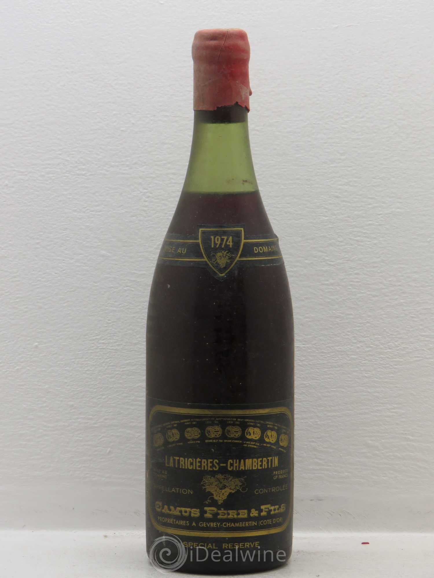 Latricières-Chambertin Grand Cru Camus Pere Et Fils 1974 - Lot de 1 bouteille - 0