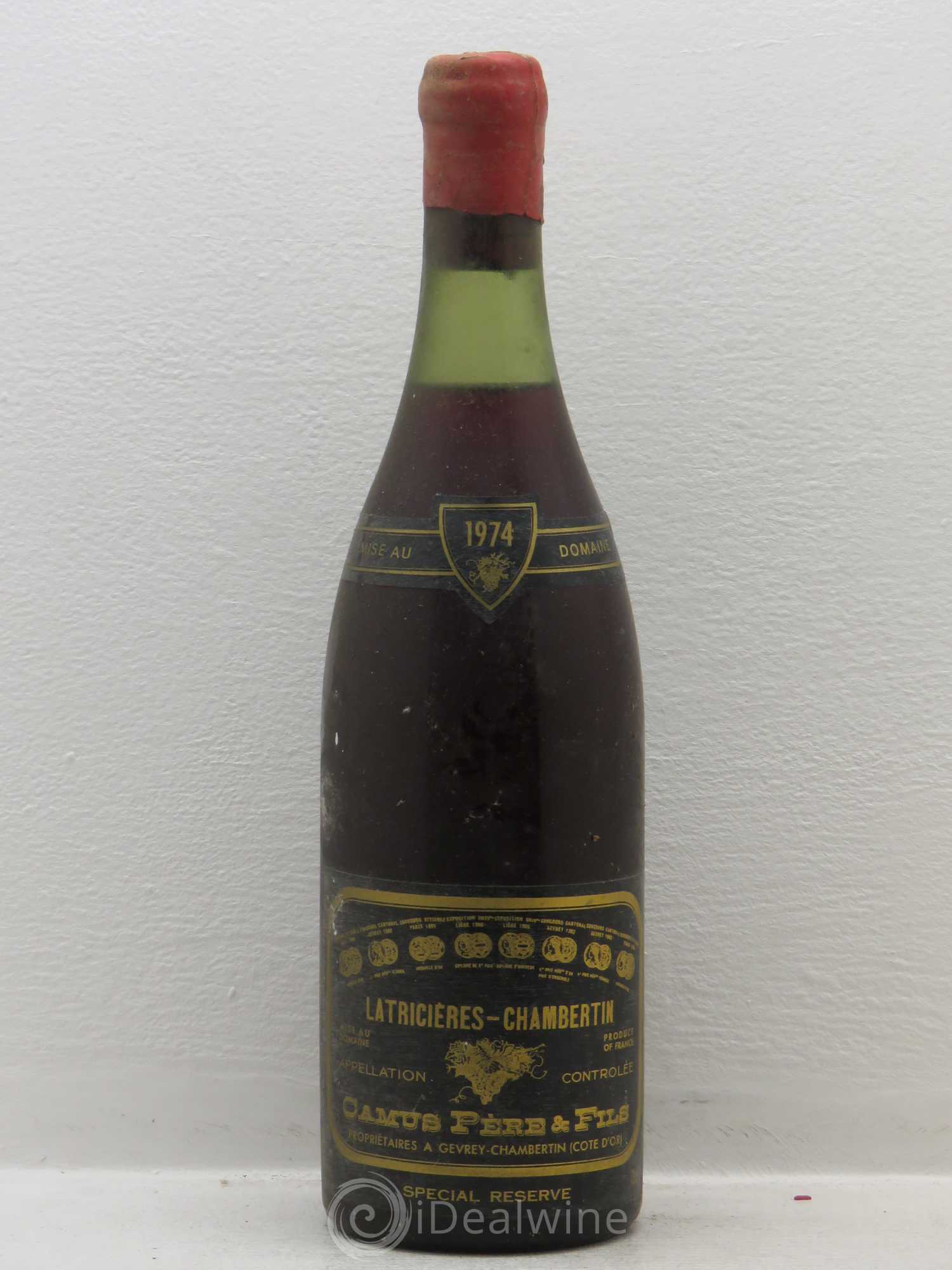 Latricières-Chambertin Grand Cru Camus Pere Et Fils 1974 - Lot de 1 bouteille - 0