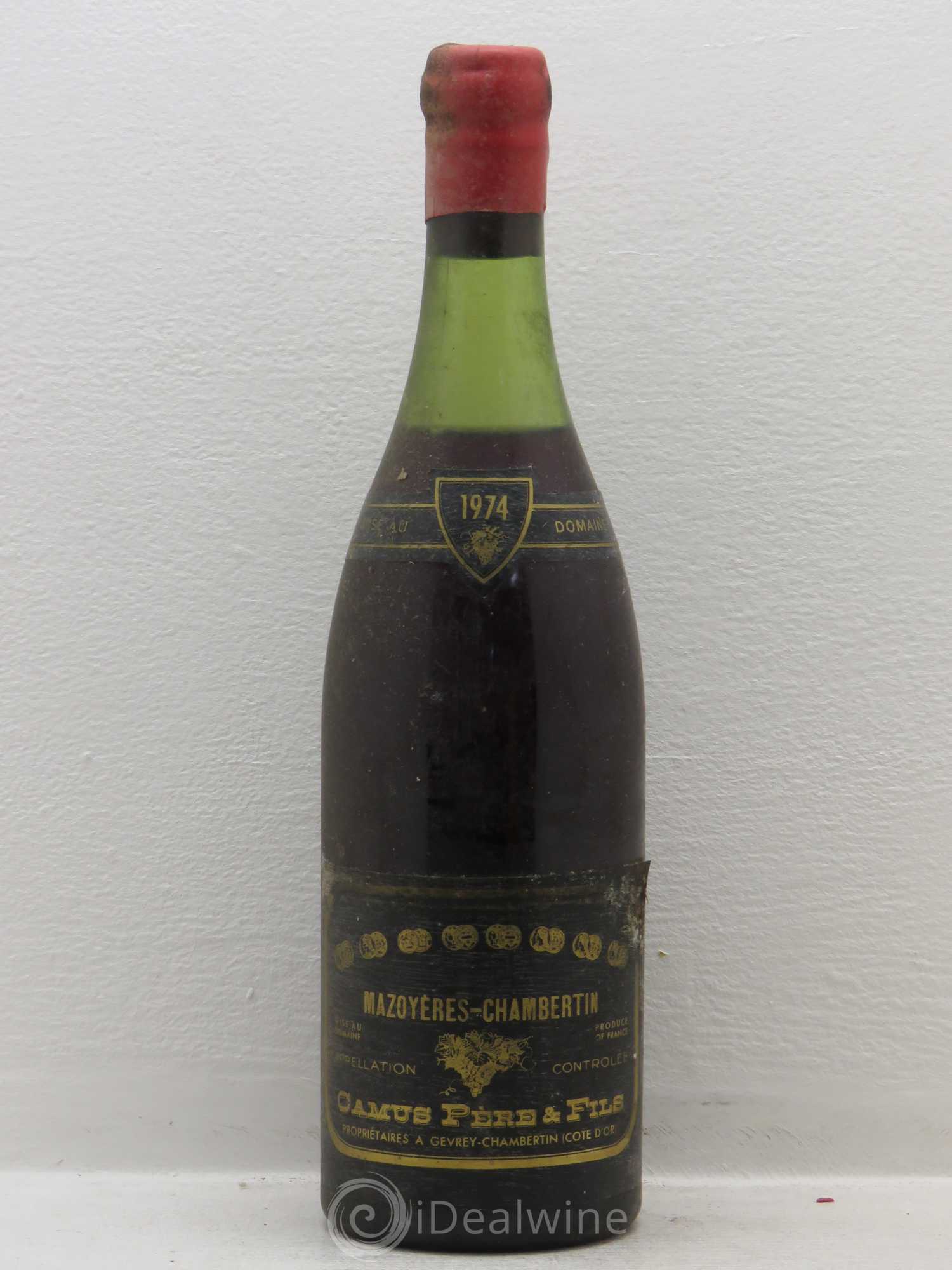 Mazoyères-Chambertin Grand Cru Camus Pere Et Fils 1974 - Lot de 1 bouteille - 0