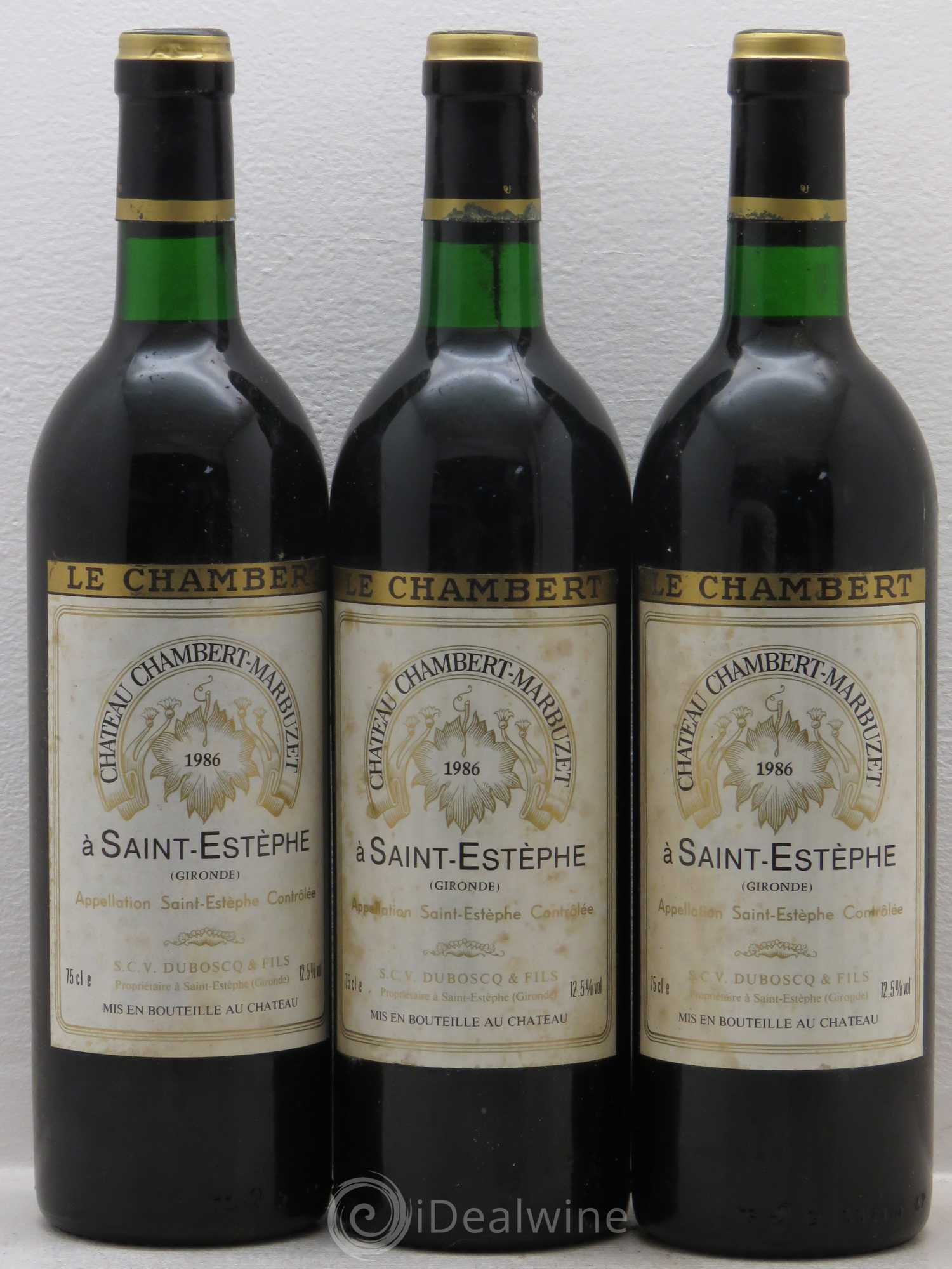 Château Chambert-Marbuzet Cru Bourgeois 1986 - Lot de 3 bouteilles - 0