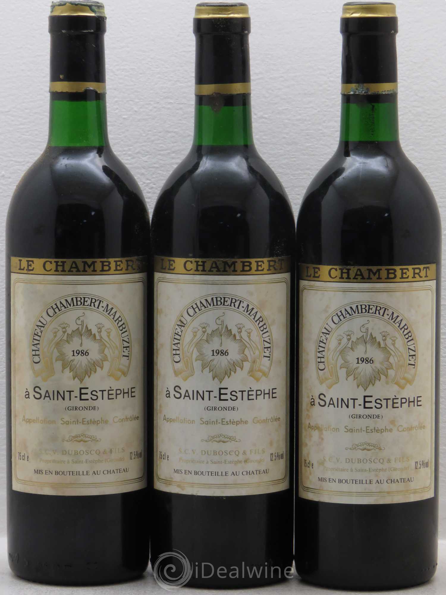 Château Chambert-Marbuzet Cru Bourgeois 1986 - Lot de 3 bouteilles - 0