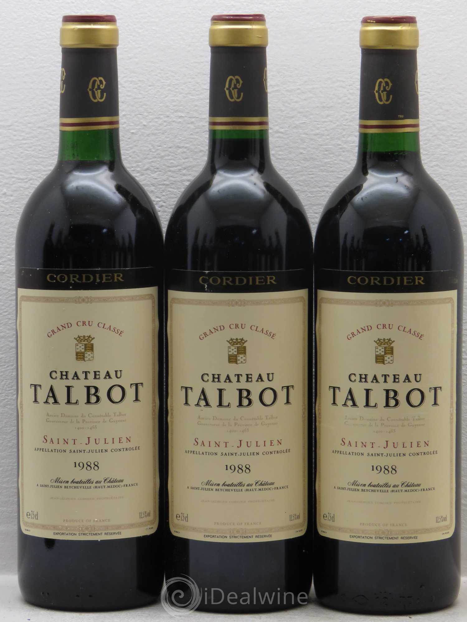 Château Talbot 4ème Grand Cru Classé 1988 - Lot de 12 bouteilles - 1