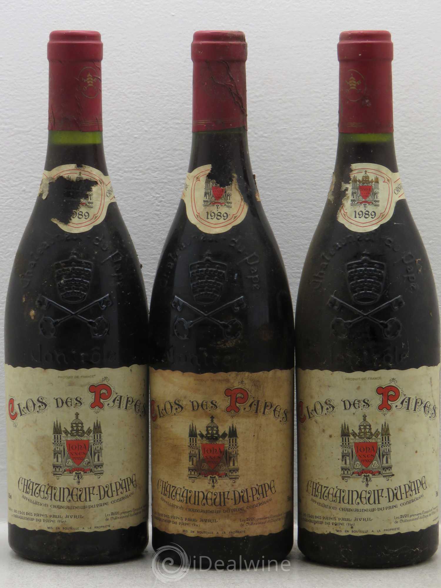 Châteauneuf-du-Pape Clos des Papes - Paul Avril 1989 - Lot de 3 bouteilles - 0