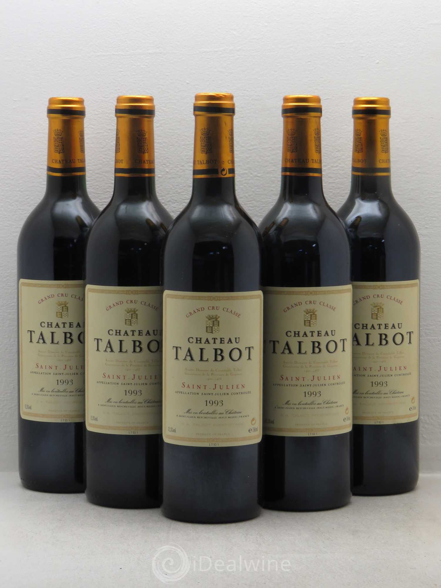 Château Talbot 4ème Grand Cru Classé 1993 - Lot de 5 bouteilles - 0