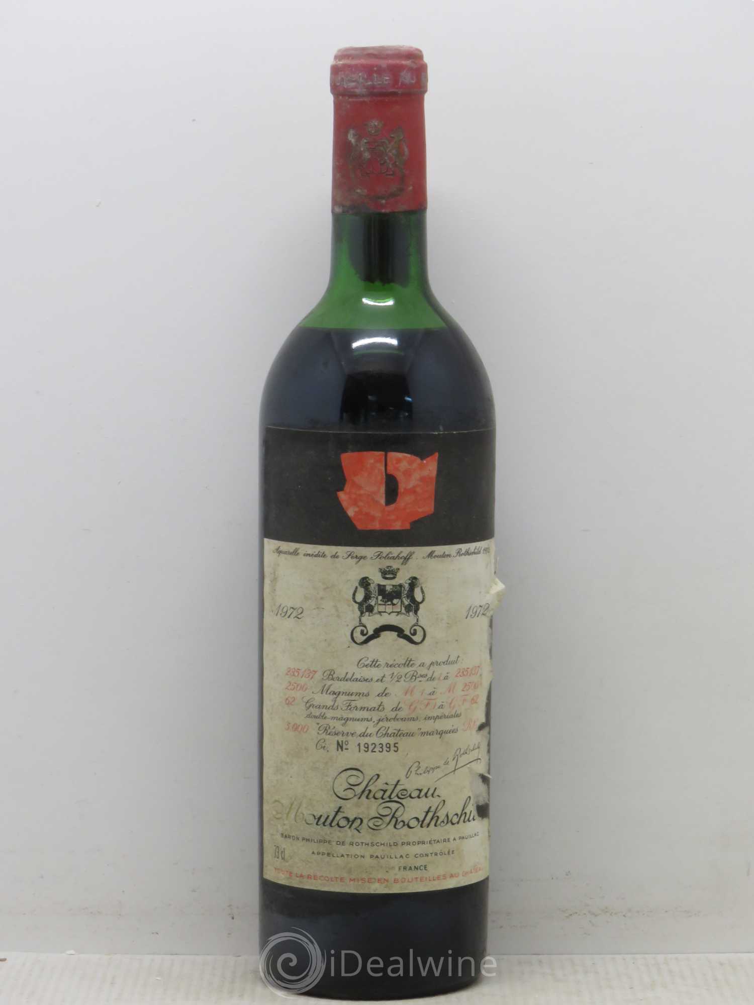 Château Mouton Rothschild 1er Grand Cru Classé 1972 - Lot de 1 bouteille - 0