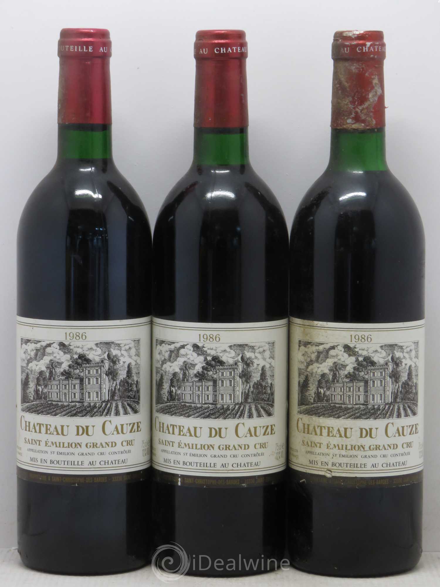 Saint-Émilion Château du Cauze 1986 - Lot de 3 bouteilles - 0