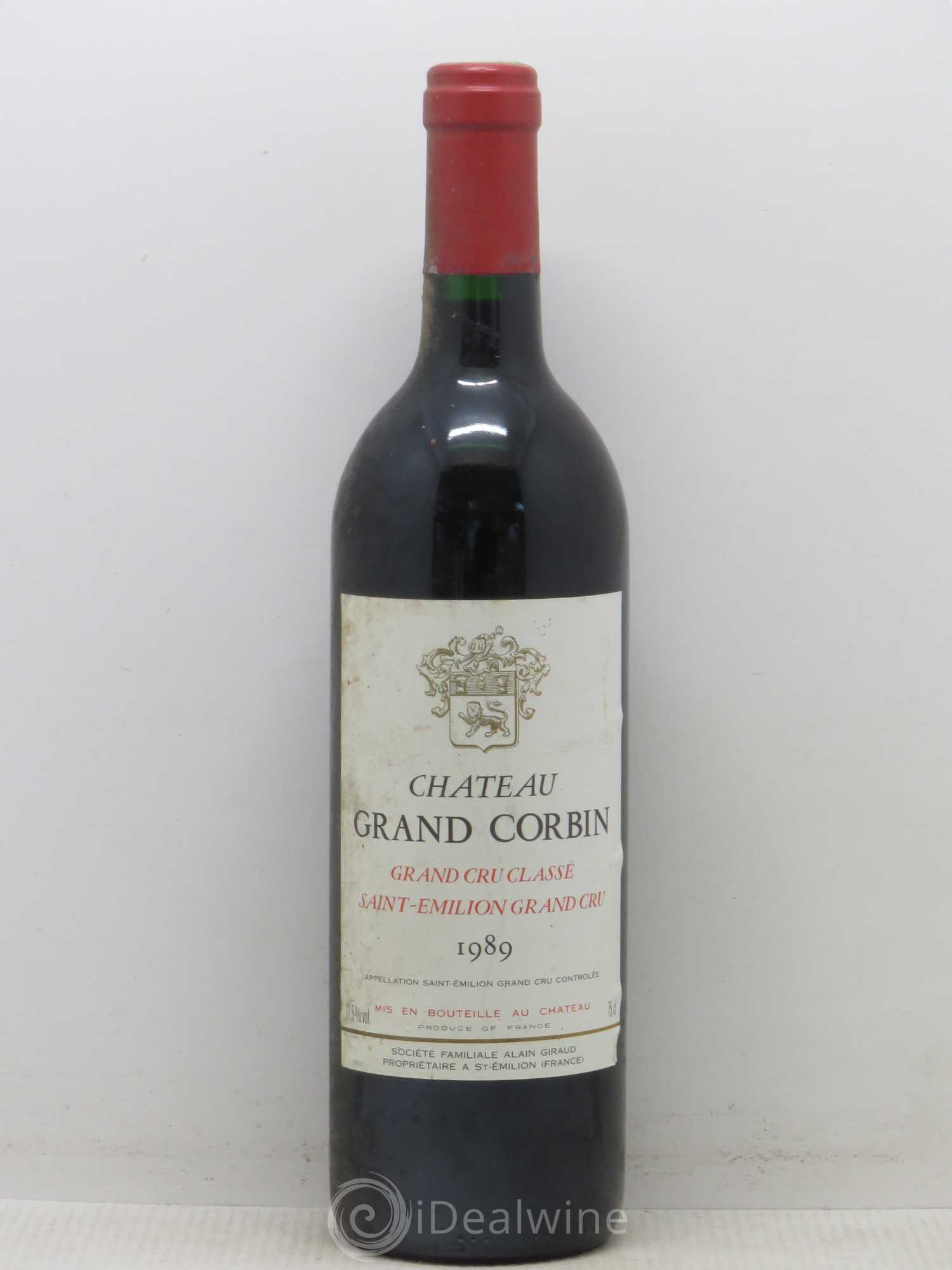 Château Grand Corbin Grand Cru Classé 1989 - Lot de 1 bouteille - 0
