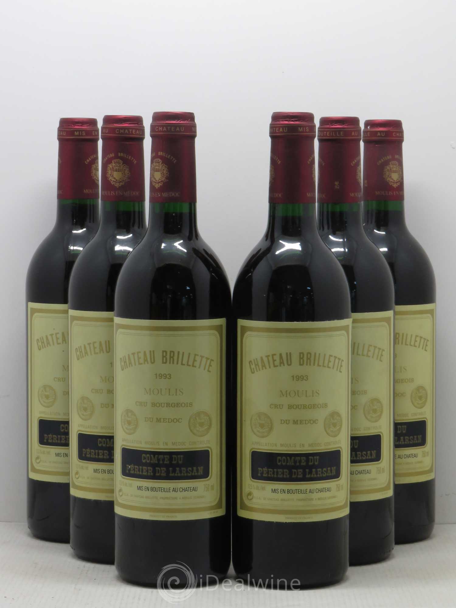 Château Brillette Cru Bourgeois 1993 - Lot de 6 bouteilles - 0