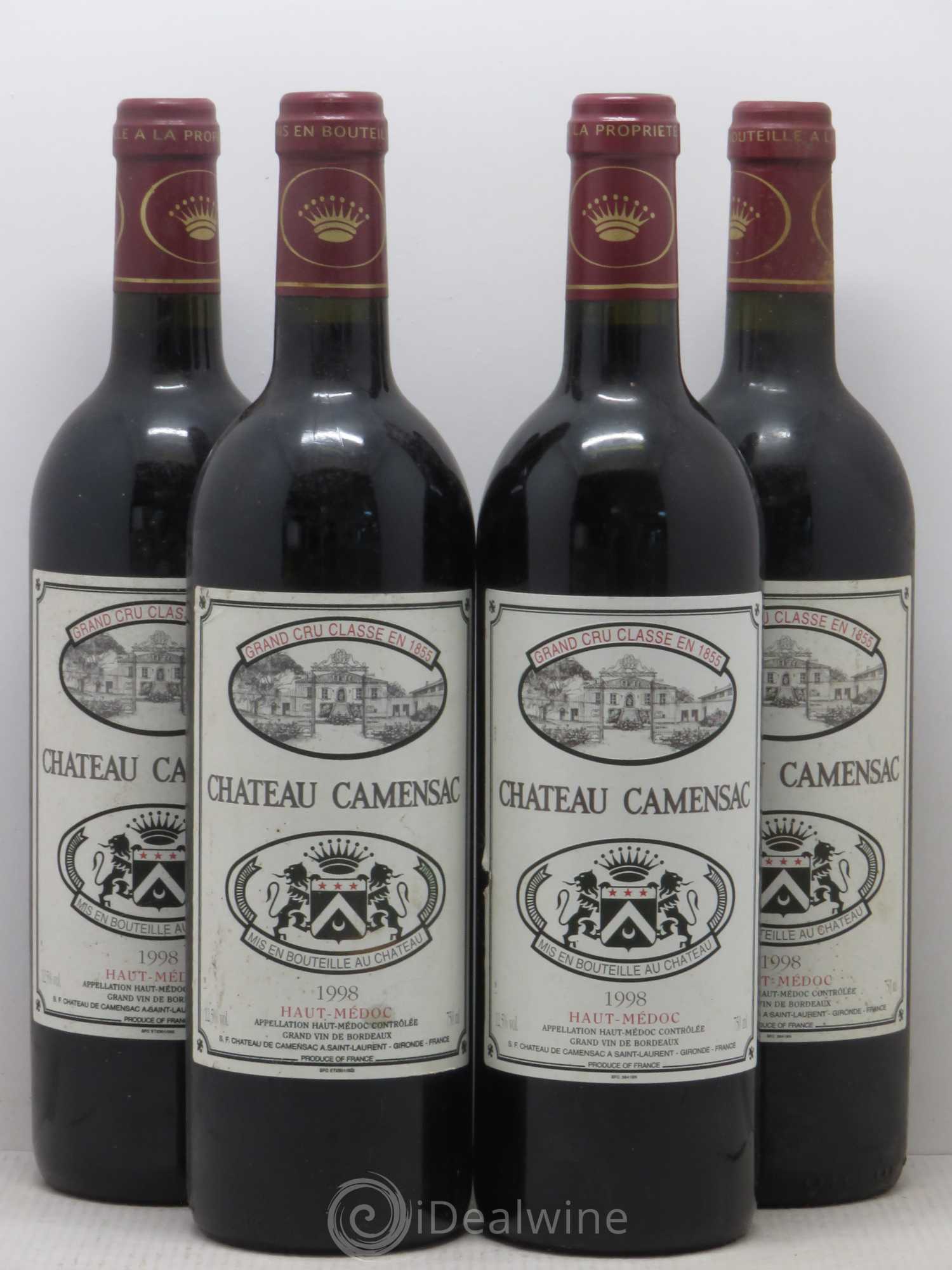 Château Camensac 5ème Grand Cru Classé 1998 - Lot de 4 bouteilles - 0