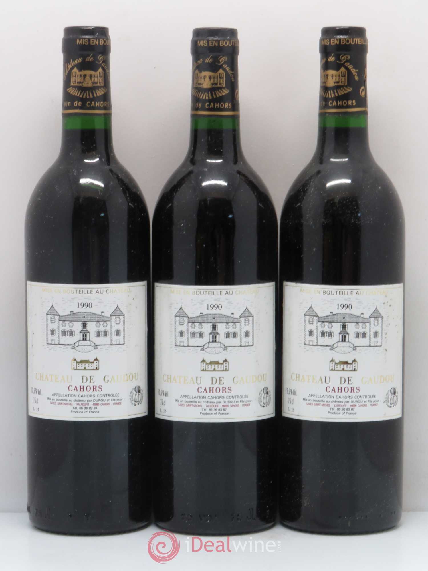 Cahors Château de Gaudou 1990 - Posten von 3 Flaschen - 0