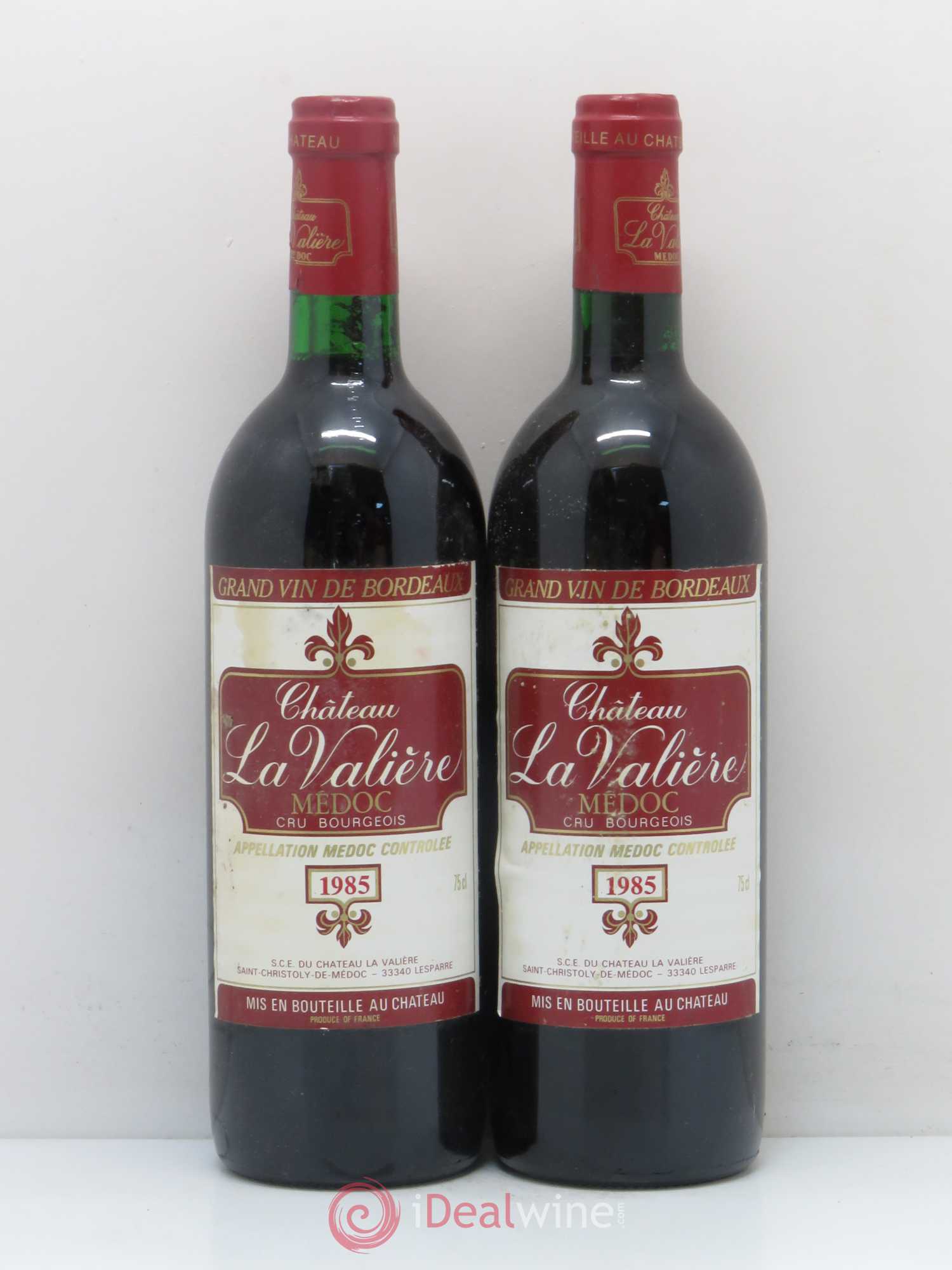 Château la Valière Cru Bourgeois 1985 - Lot de 2 bouteilles - 0
