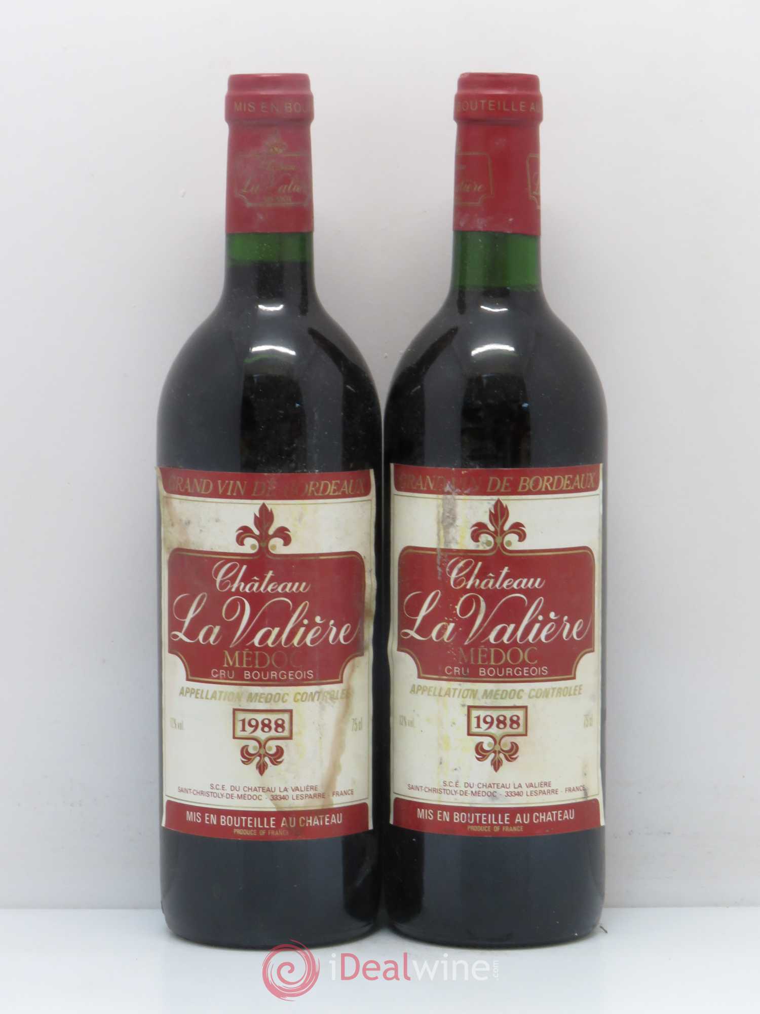 Château la Valière Cru Bourgeois 1988 - Lot de 2 bouteilles - 0