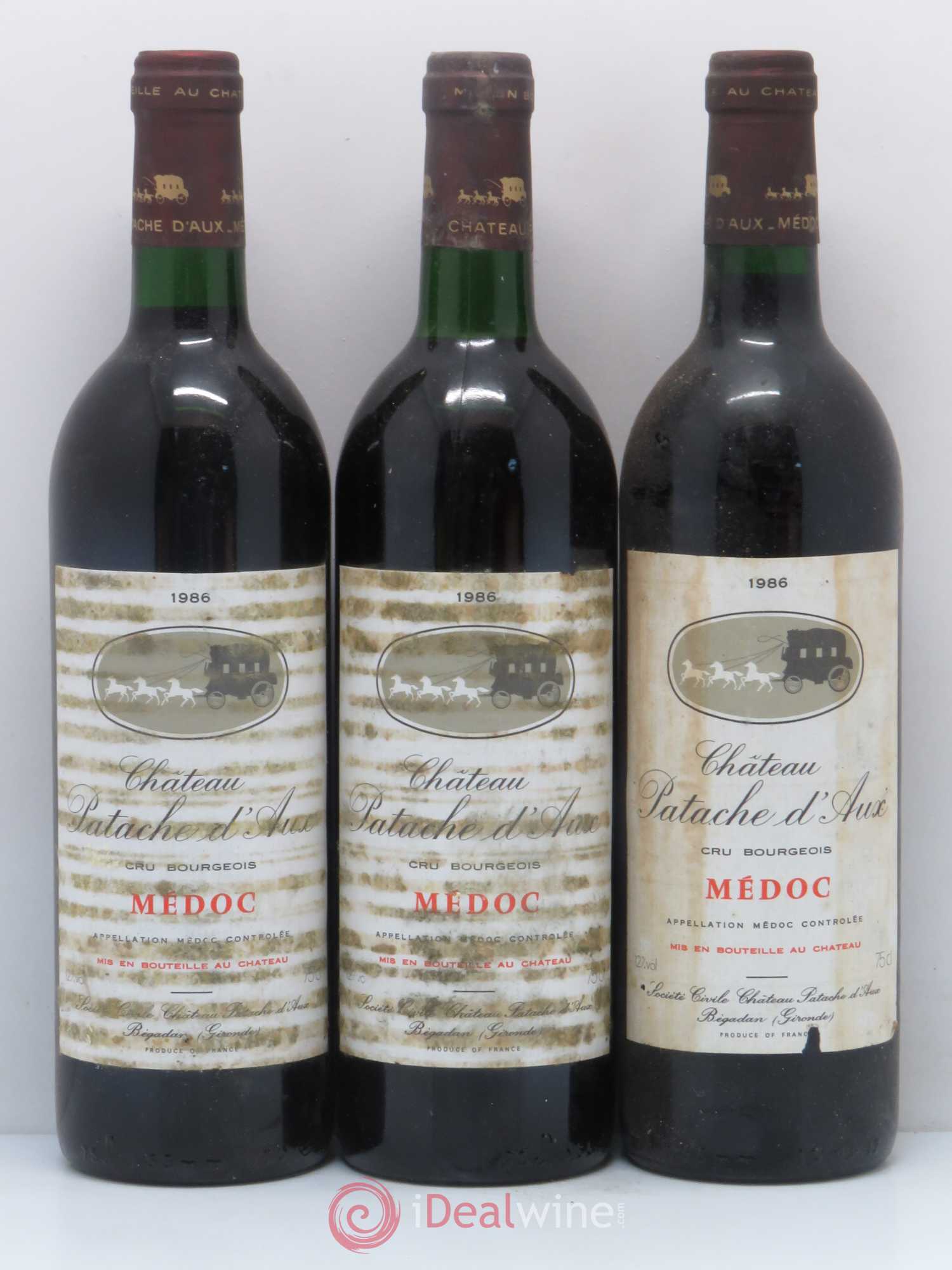 Château Patache d'Aux Cru Bourgeois 1986 - Lot de 3 bouteilles - 0