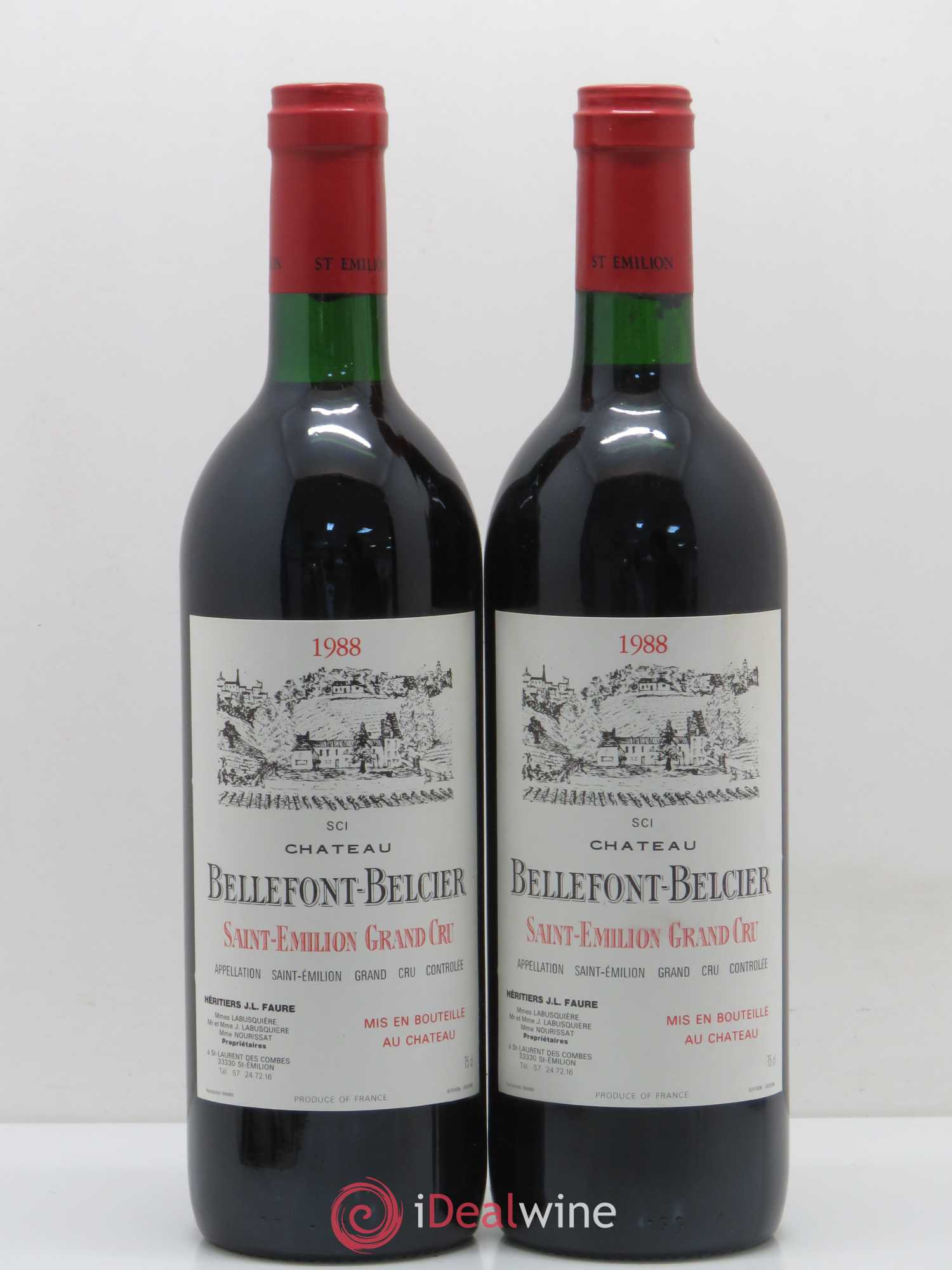 Château Bellefont-Belcier Grand Cru Classé (sans prix de réserve) 1988 - Lot de 2 bouteilles - 0