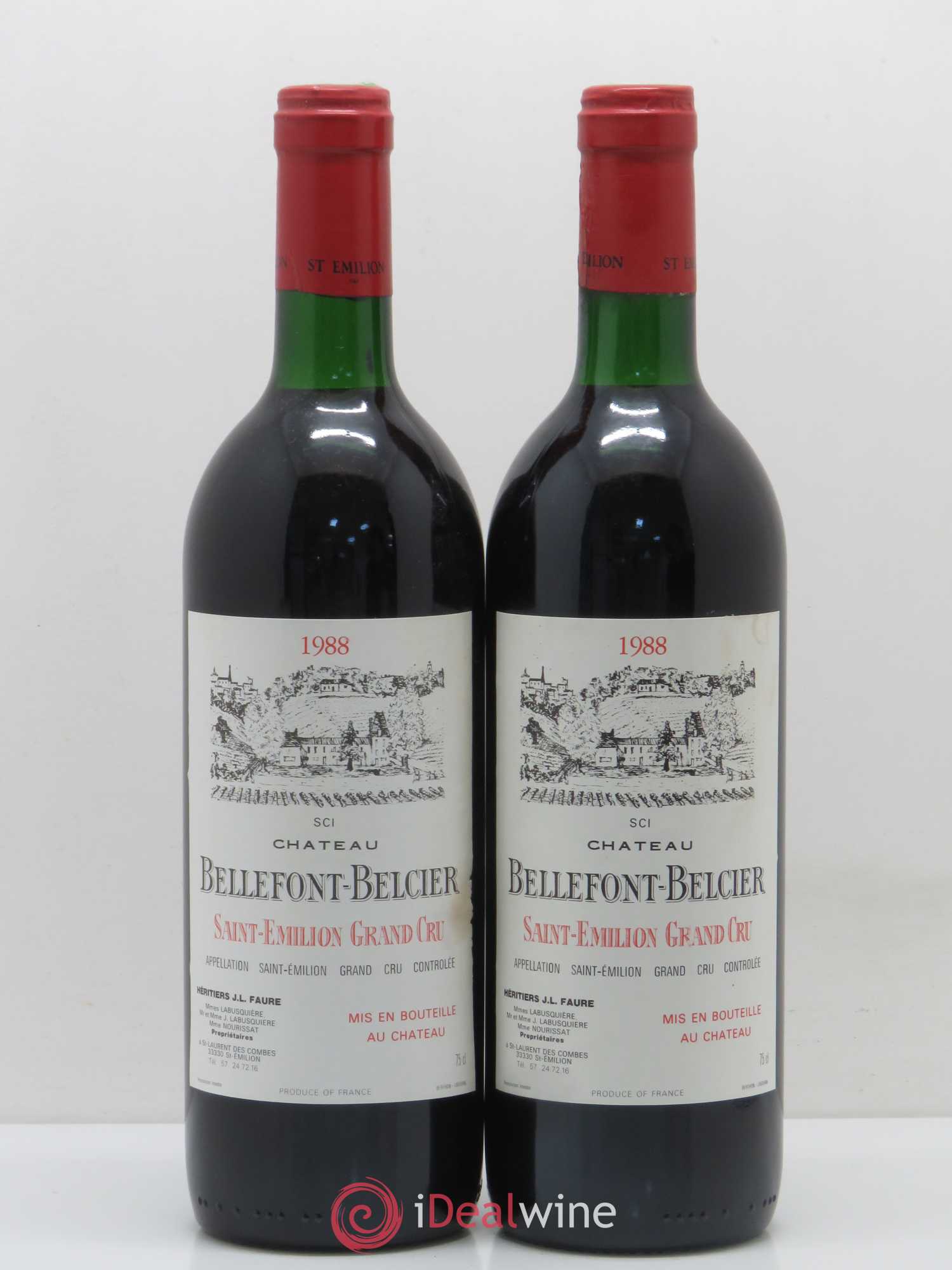Château Bellefont-Belcier Grand Cru Classé (sans prix de réserve) 1988 - Lot de 2 bouteilles - 0