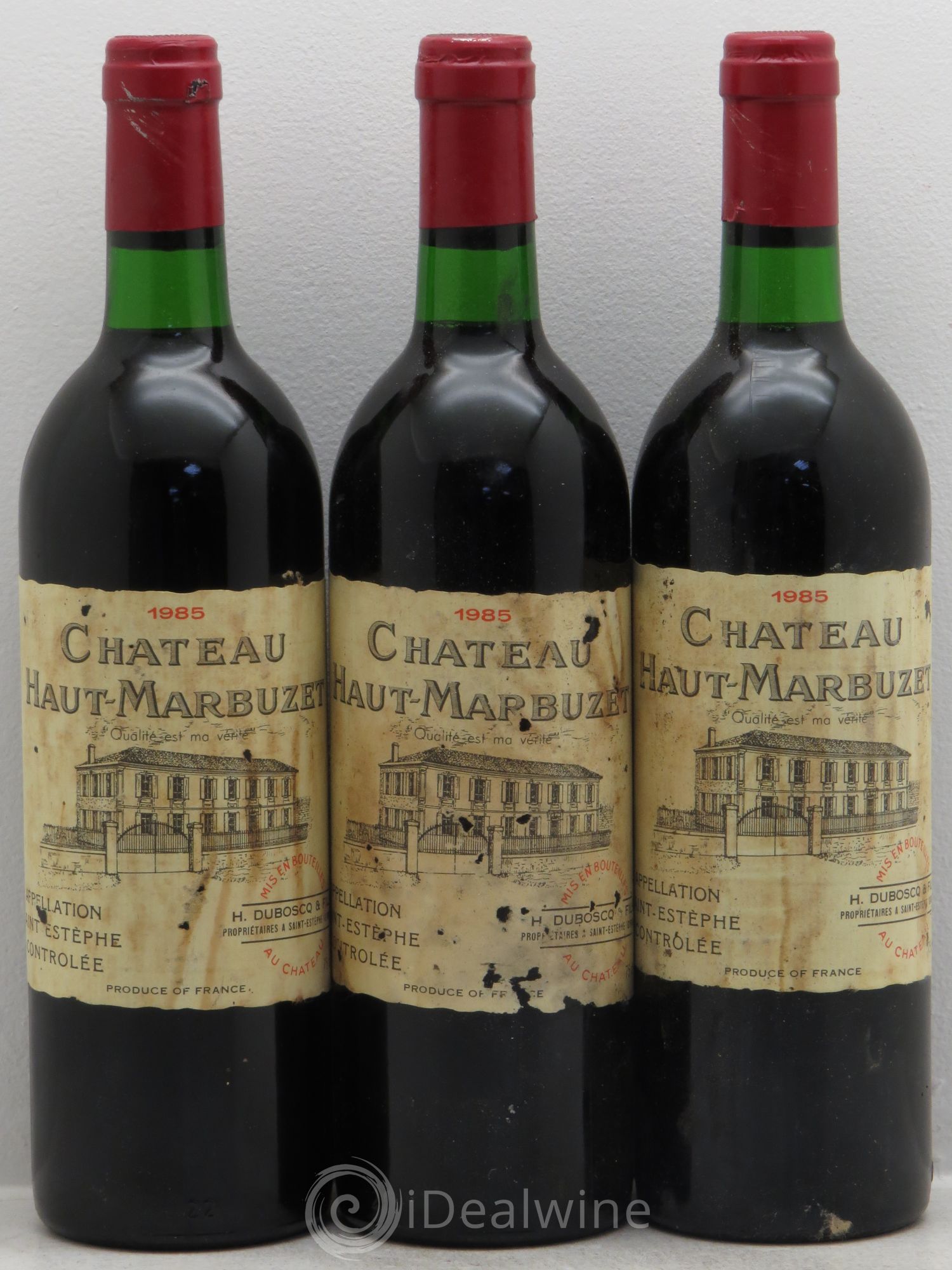 Château Haut Marbuzet 1985 - Lot de 3 bouteilles - 0