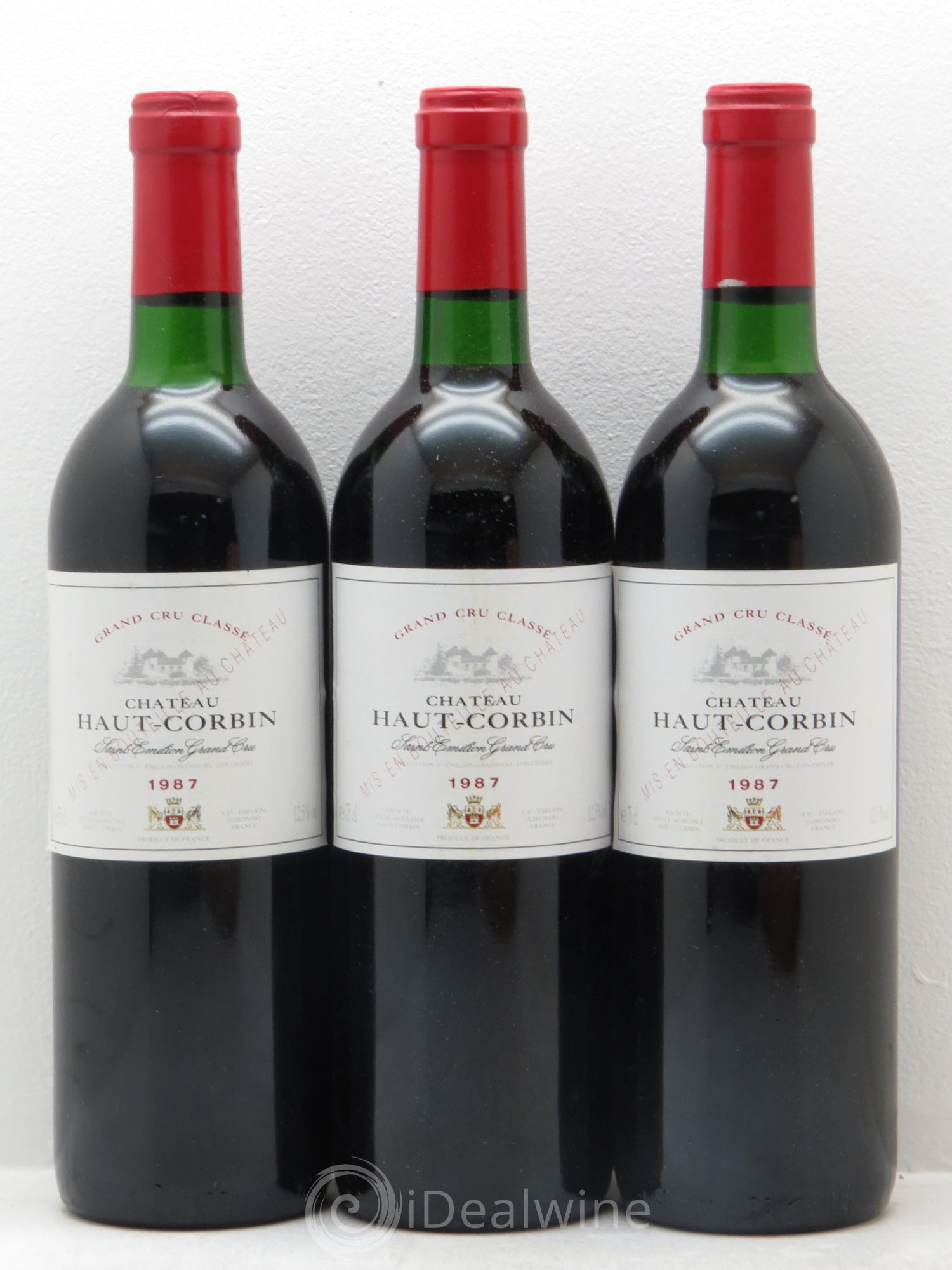 Château Haut Corbin Grand Cru 1987 - Lot de 3 bouteilles - 0