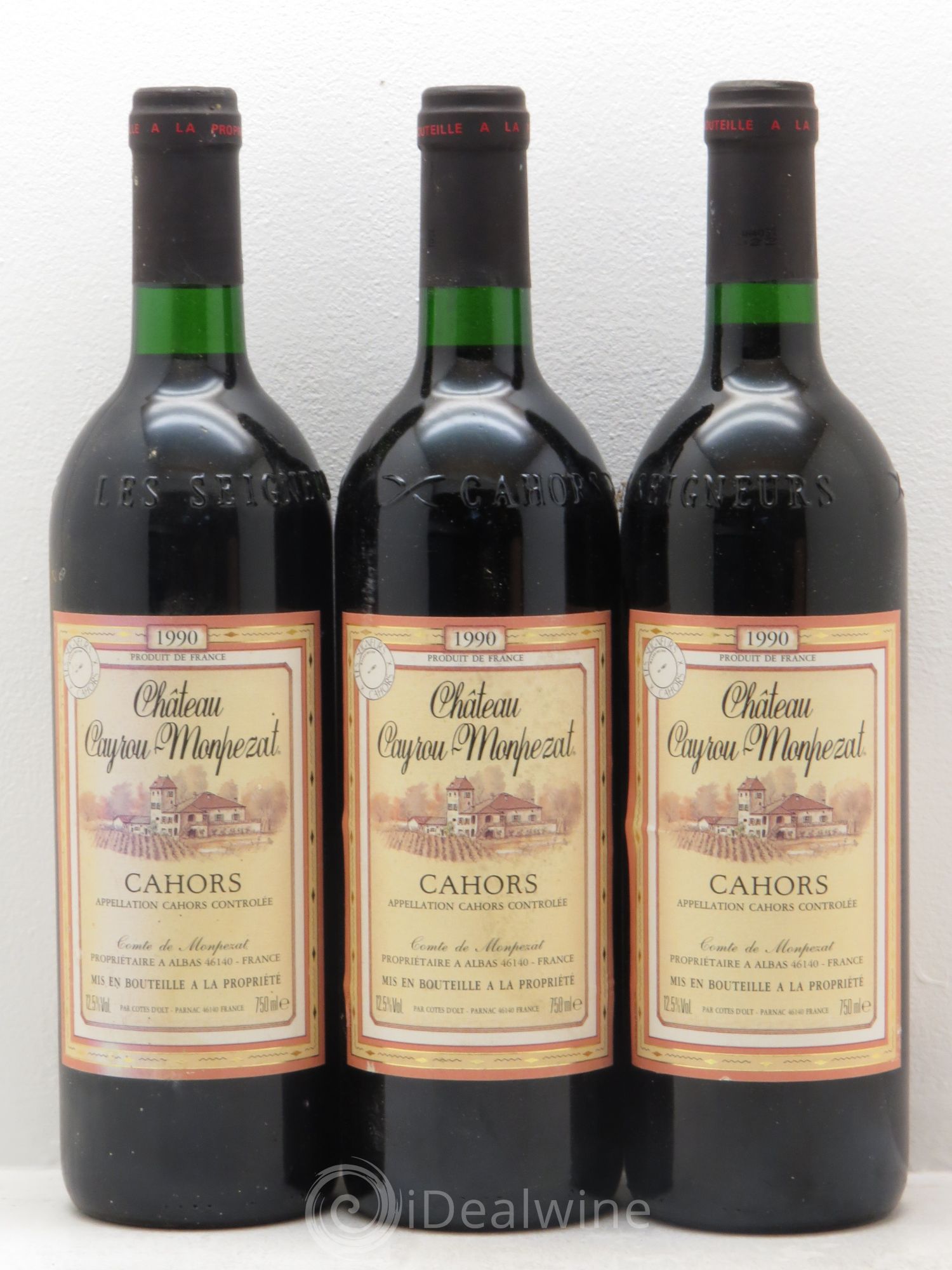 Cahors Cayrou-Monpezat 1990 - Posten von 3 Flaschen - 0
