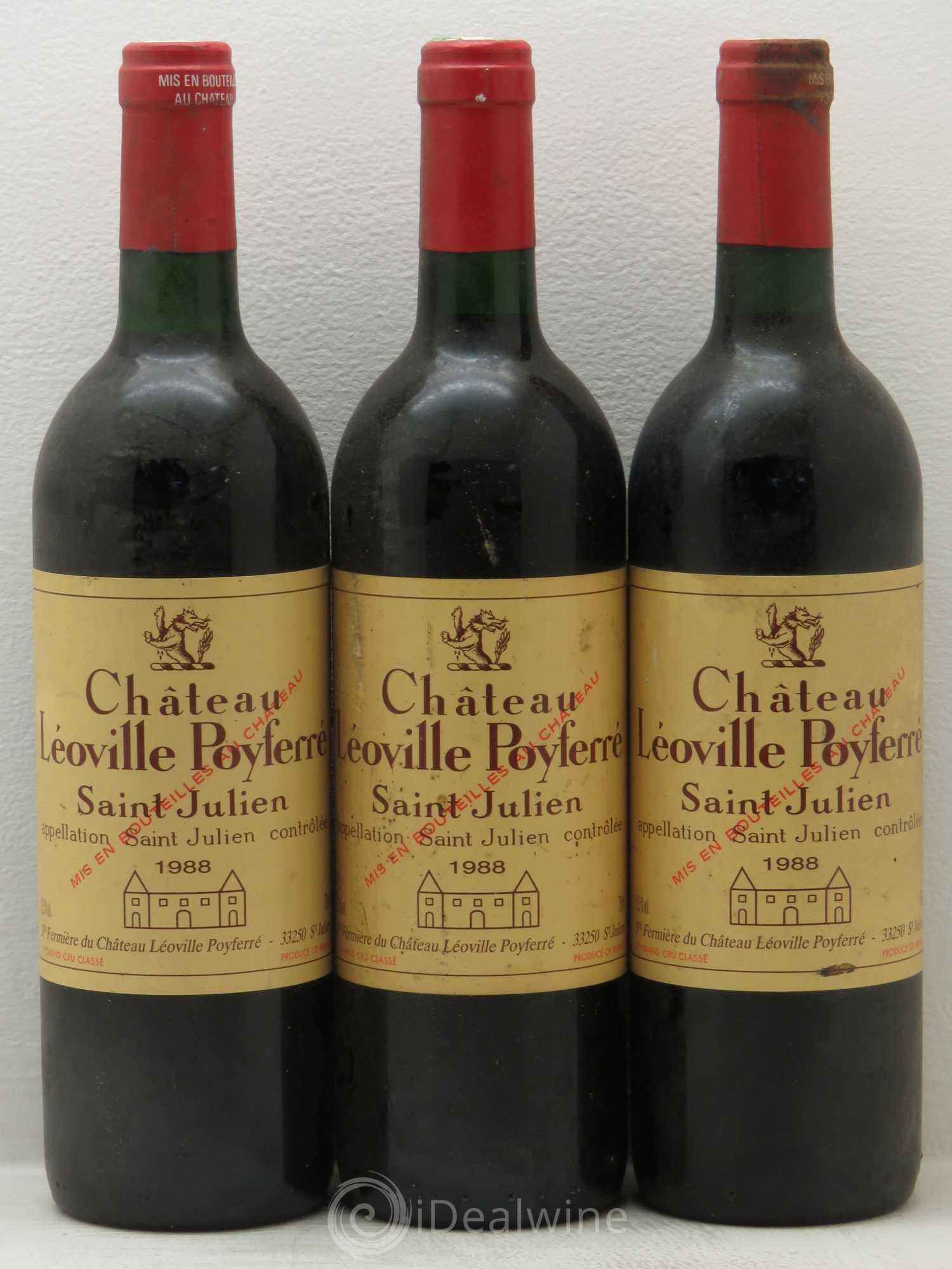Château Léoville Poyferré 2ème Grand Cru Classé 1988 - Lot de 3 bouteilles - 0