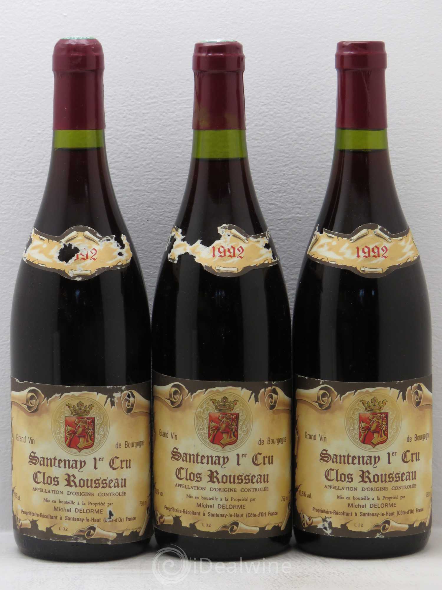 Santenay 1er Cru Michel Delorme 1992 - Lot de 3 bouteilles - 0