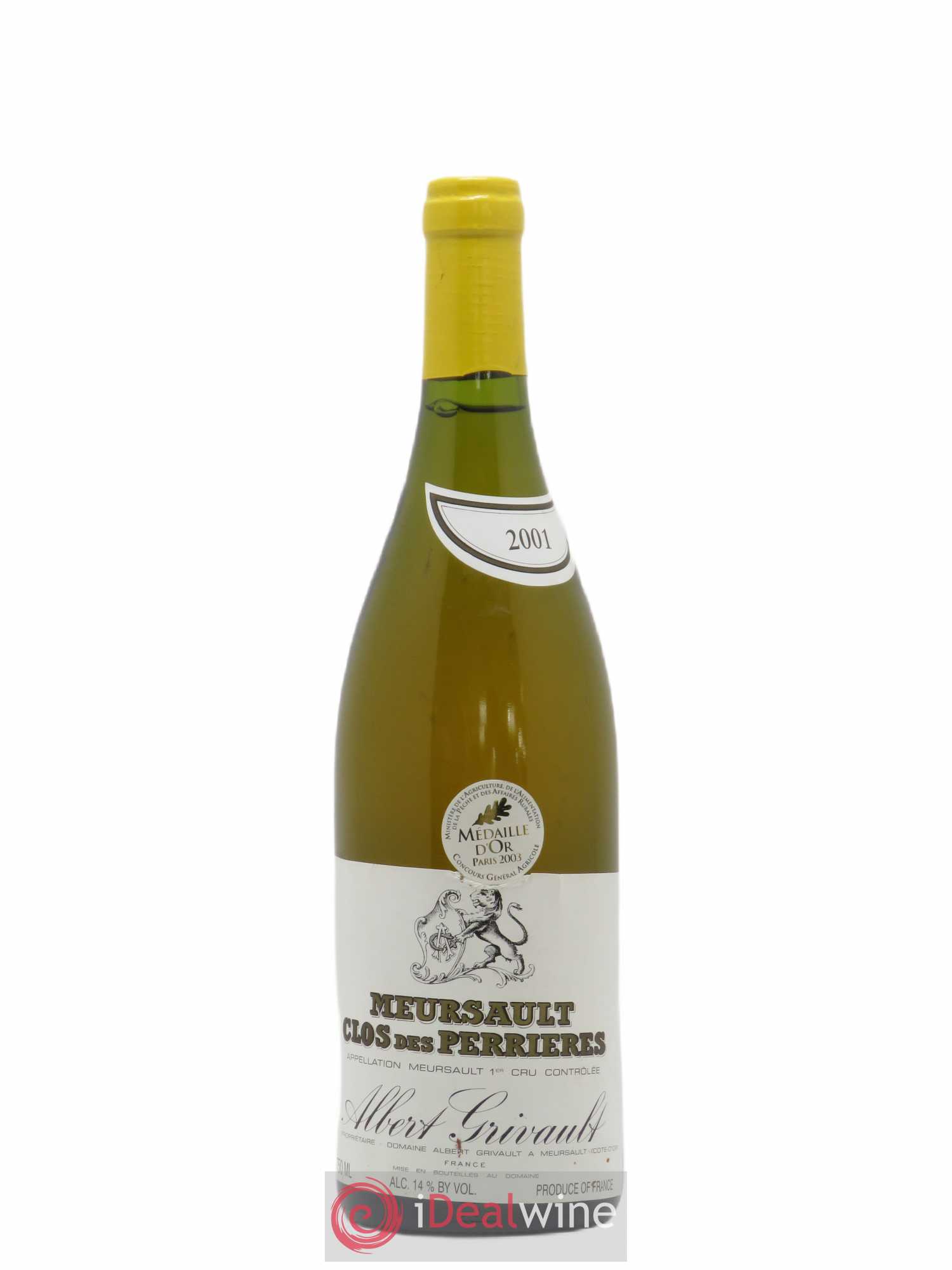 Meursault 1er Cru Clos des Perrières Monopole Albert Grivault 2001 - Lot de 1 bouteille - 0