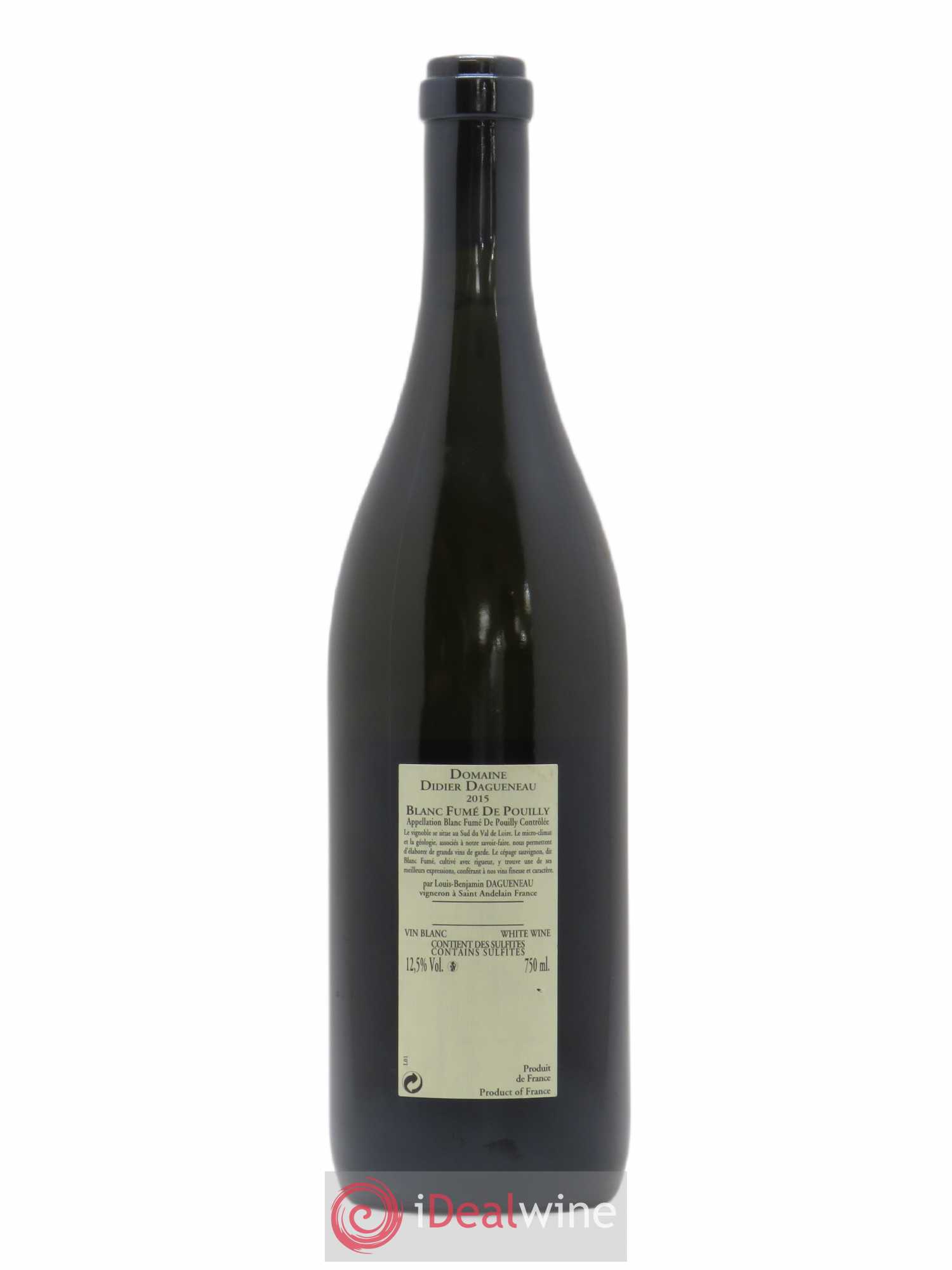 Pouilly-Fumé Blanc Fumé de Pouilly Dagueneau (Domaine Didier - Louis-Benjamin) 2015 - Lot de 1 bouteille - 1