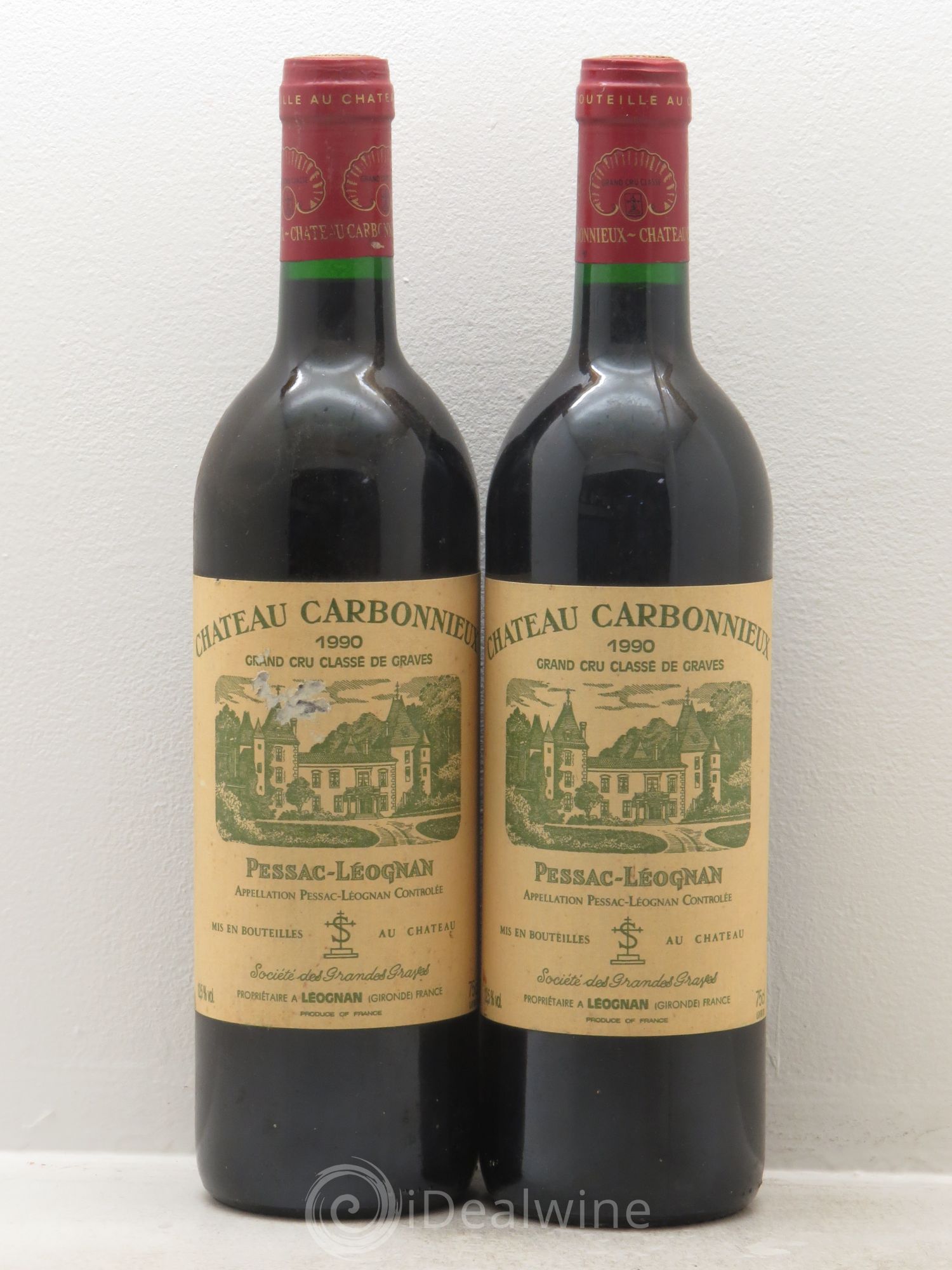 Château Carbonnieux Cru Classé de Graves 1990 - Lot de 2 bouteilles - 0