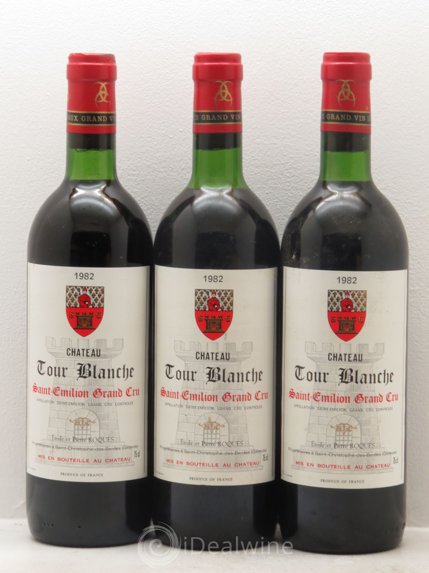 Château Tour Blanche Cru Bourgeois 1982 - Lot de 3 bouteilles - 0