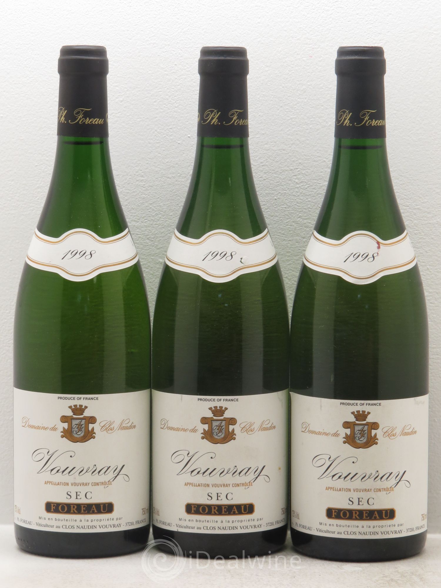 Vouvray Sec Clos Naudin - Philippe Foreau 1998 - Lot de 3 bouteilles - 0