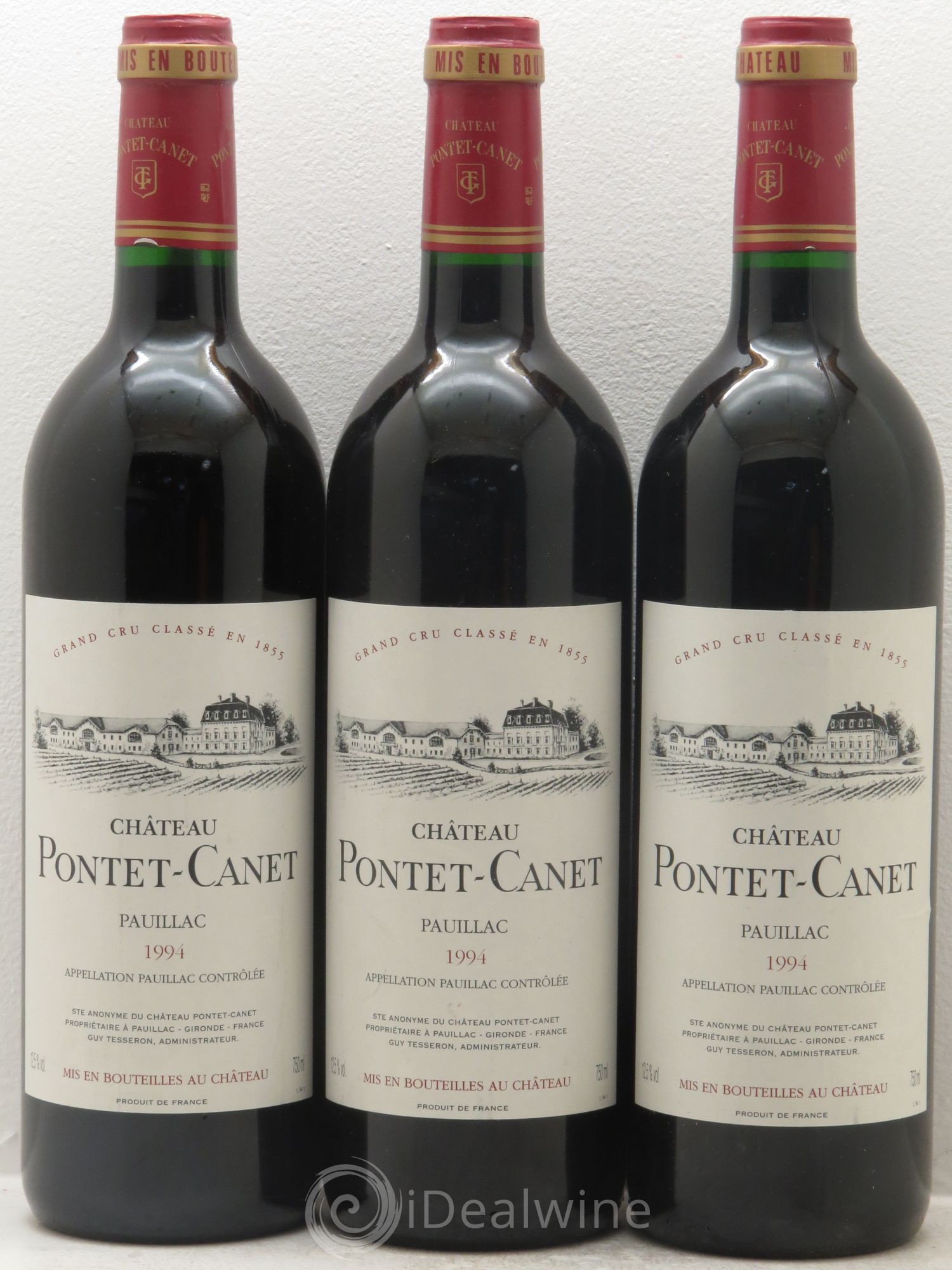Château Pontet Canet 5ème Grand Cru Classé 1994 - Lot de 3 bouteilles - 0