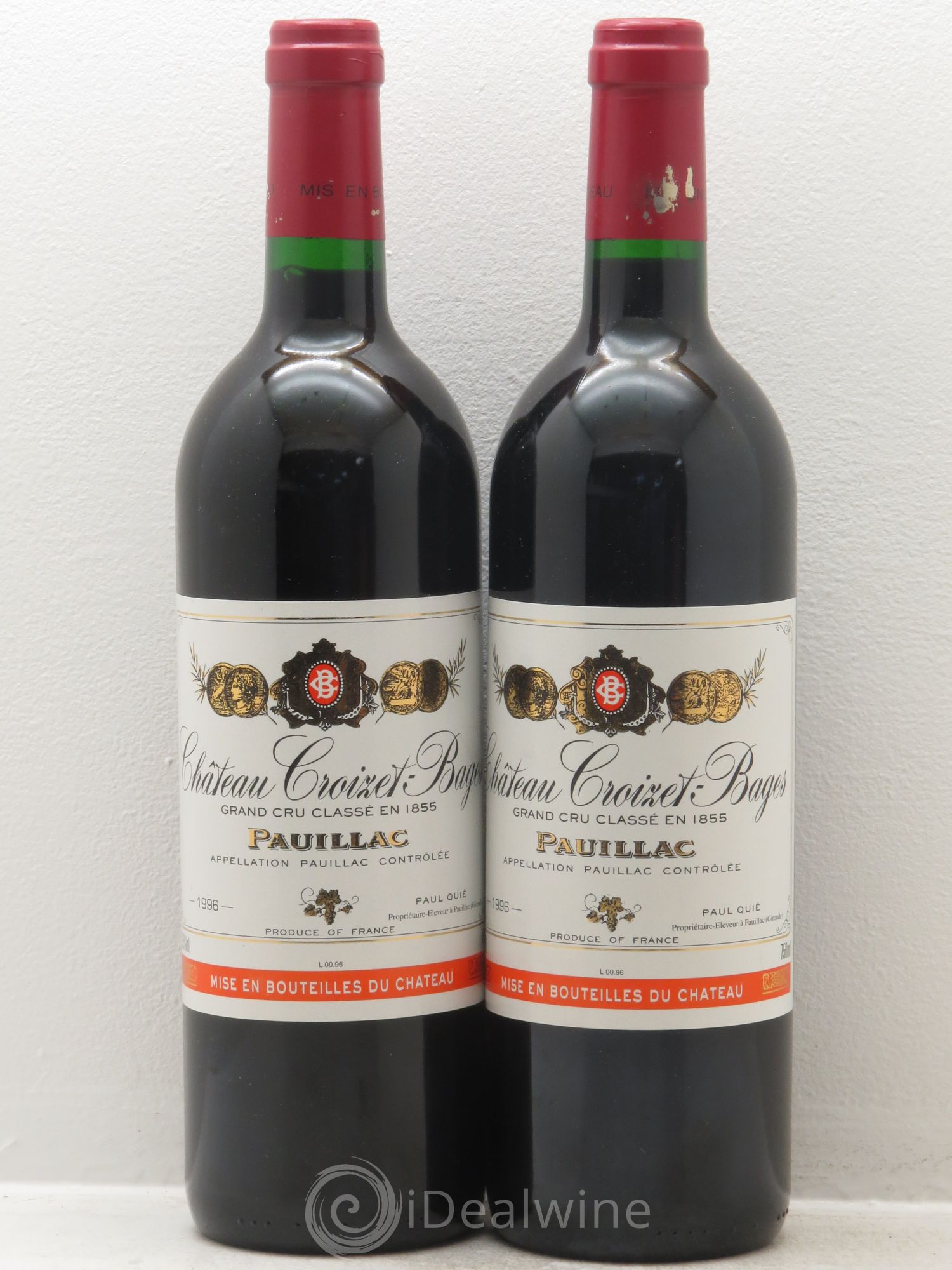 Château Croizet Bages 5ème Grand Cru Classé 1996 - Lot de 2 bouteilles - 0