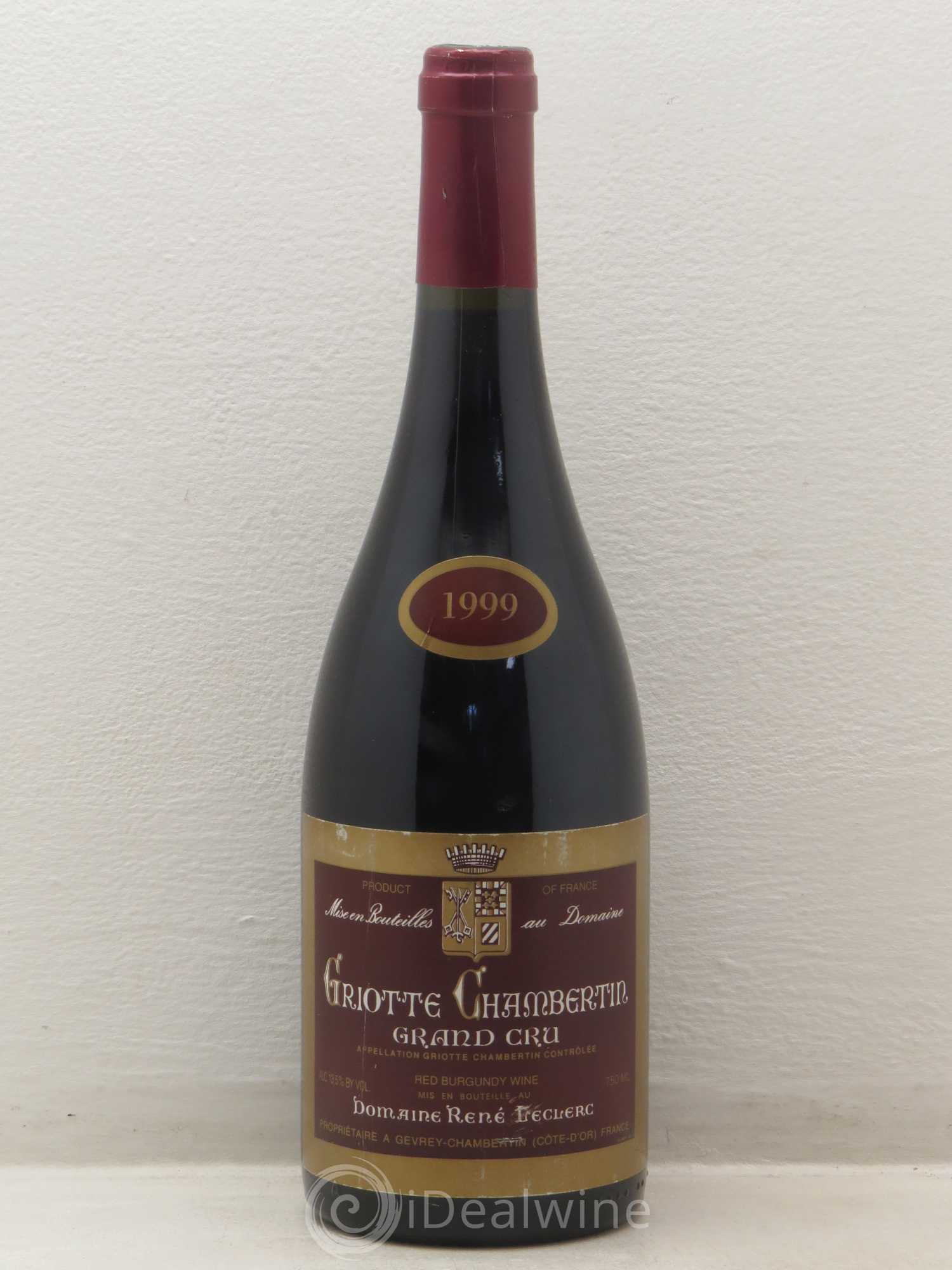 Griotte-Chambertin Grand Cru Leclerc 1999 - Lot de 1 bouteille - 0