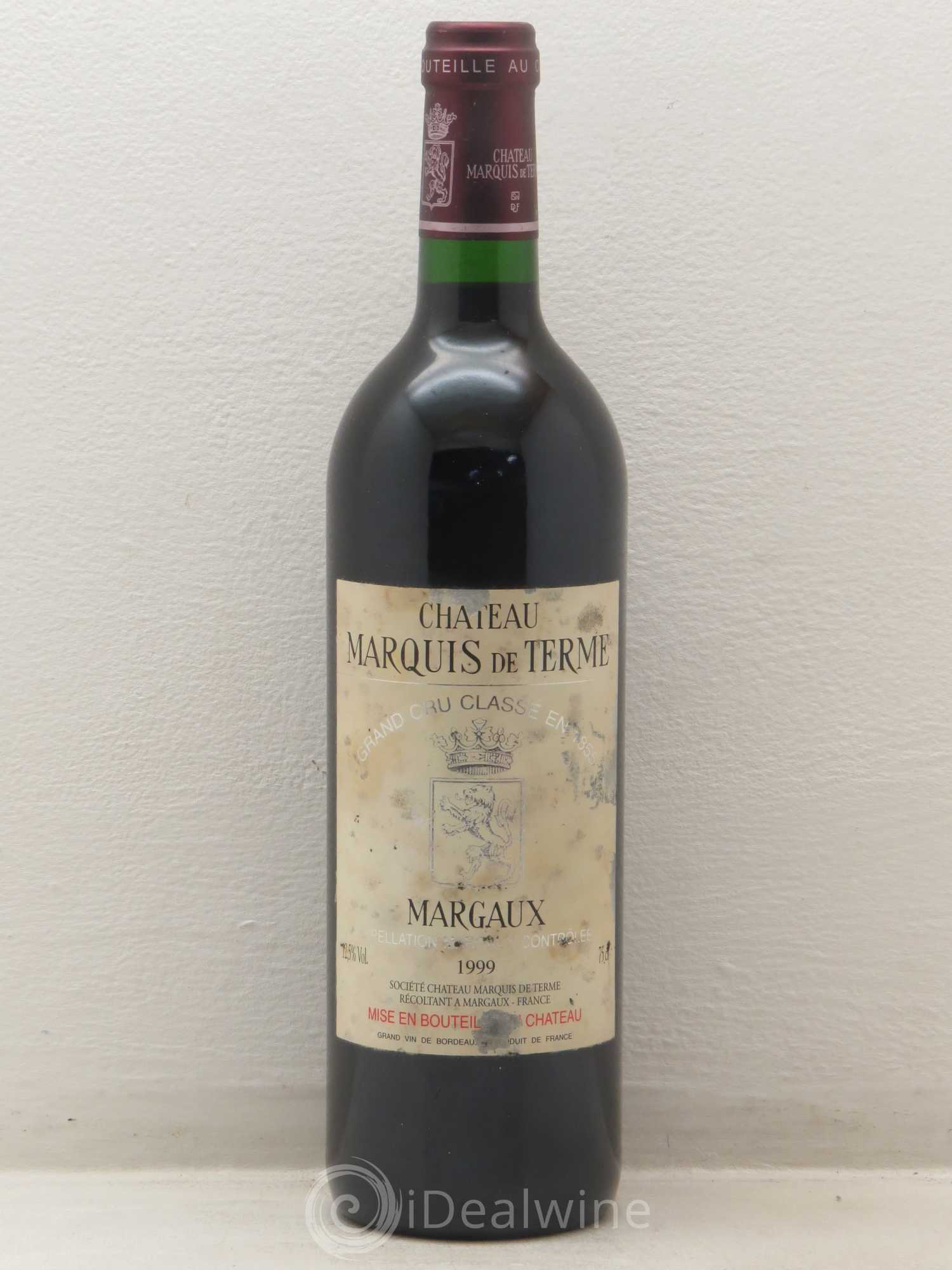 Château Marquis de Terme 4ème Grand Cru Classé 1999 - Lot de 1 bouteille - 0